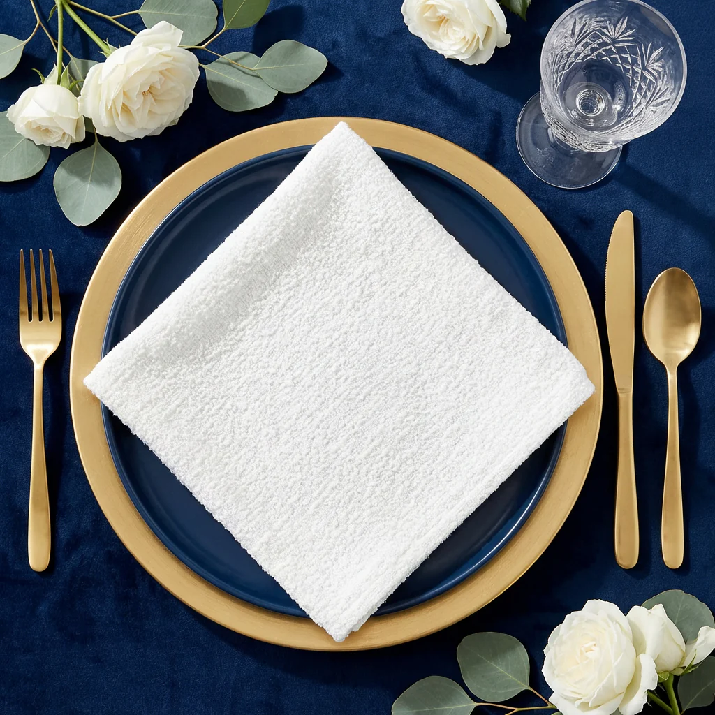 5 pcs/pk Luxury Boucle 20"x20" Linen Napkin - White - Image 2