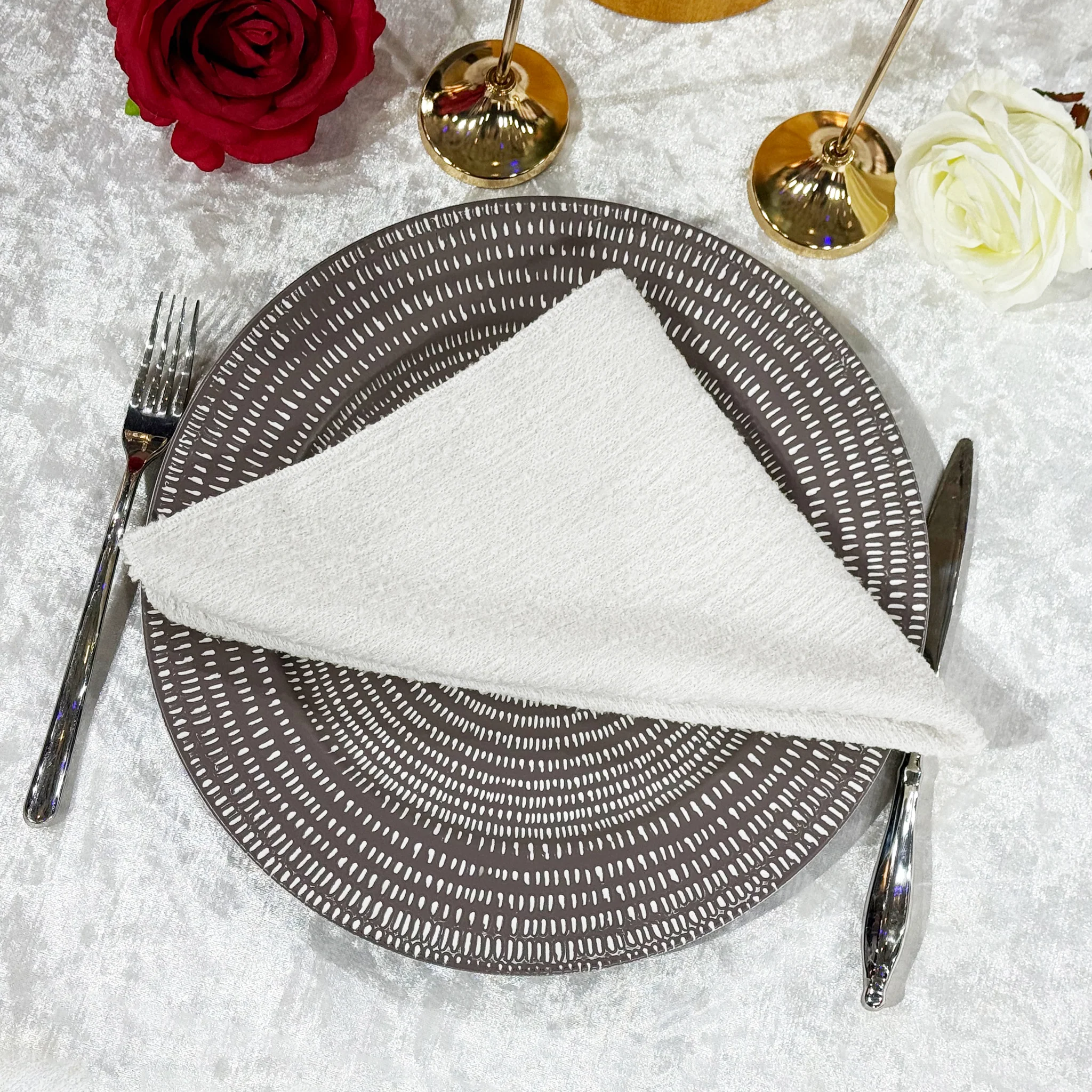 5 pcs/pk Luxury Boucle 20"x20" Linen Napkin - White - Image 9