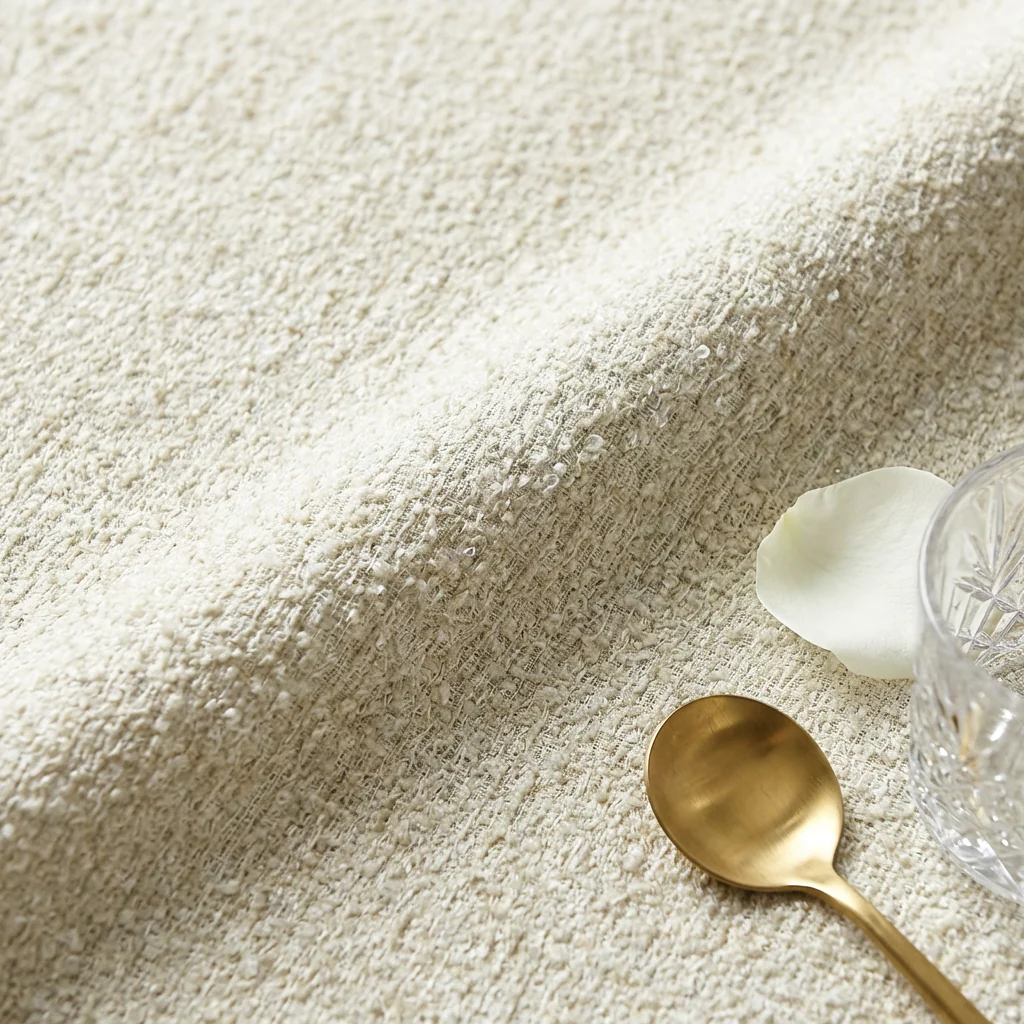 Luxury Boucle 90"x156" Rectangular Tablecloth - Beige - Image 5