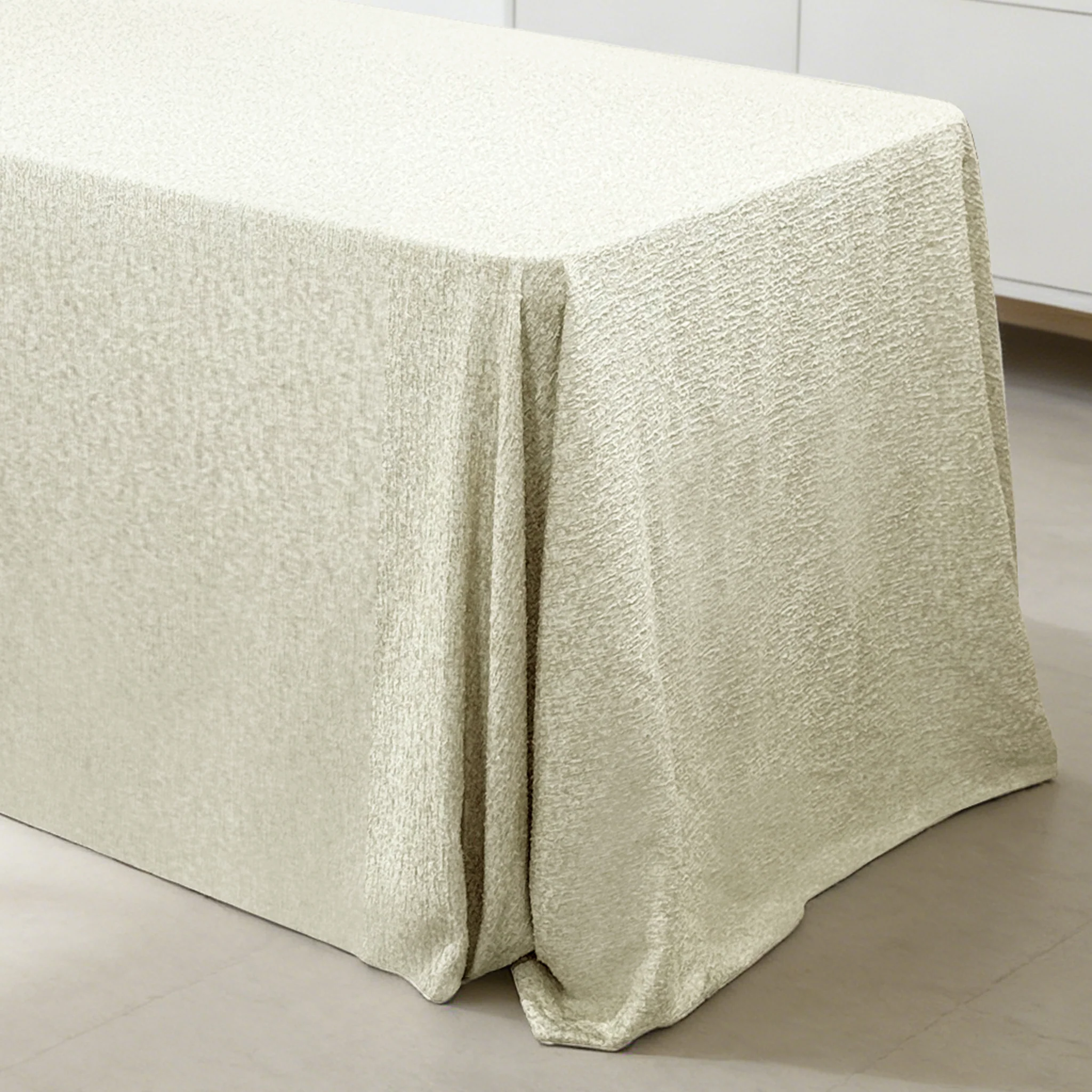 Luxury Boucle 90"x156" Rectangular Tablecloth - Beige - Image 7