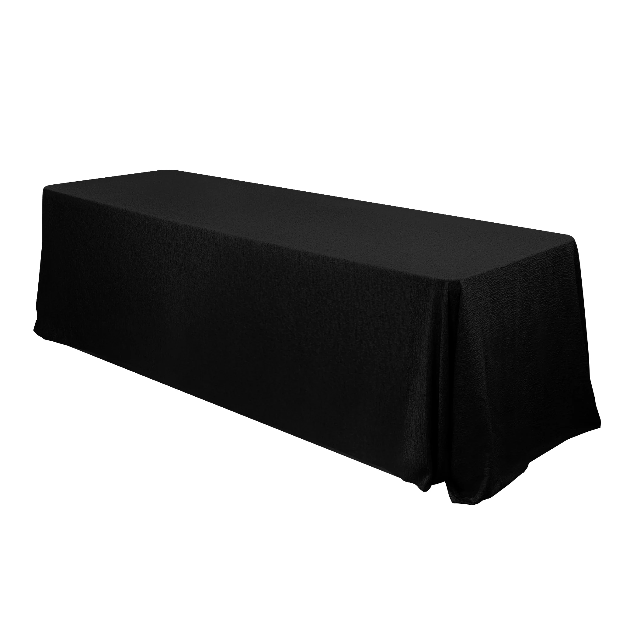 Luxury Boucle 90"x132" Rectangular Tablecloth - Black - Image 3