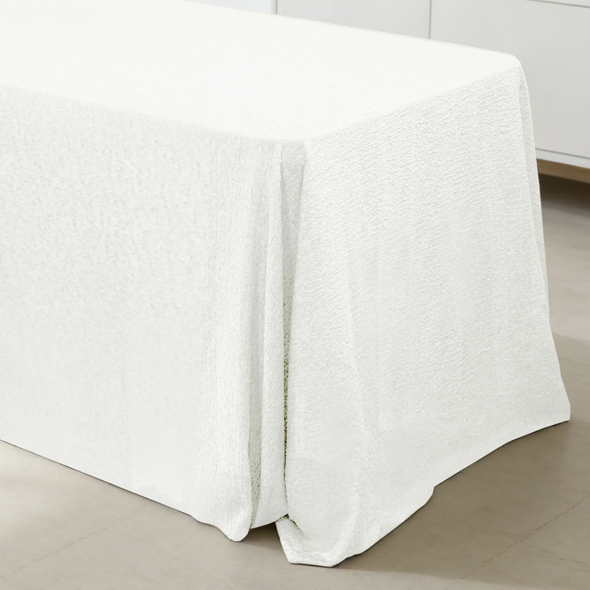 Luxury Boucle 90"x132" Rectangular Tablecloth - White - Image 8