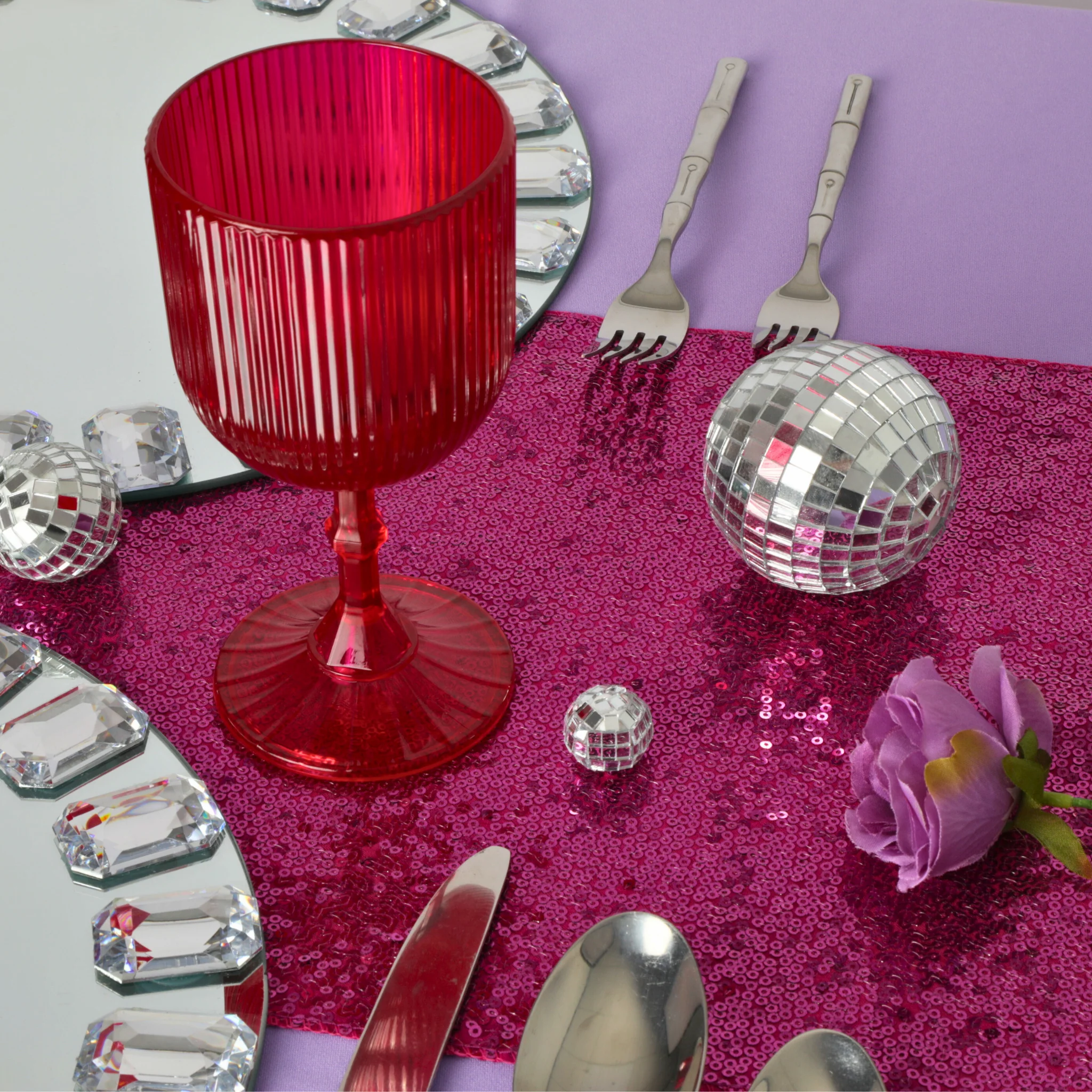 Magenta Acrylic 11oz Wine Goblets Ripple Design (6 pcs/pk) - Image 3