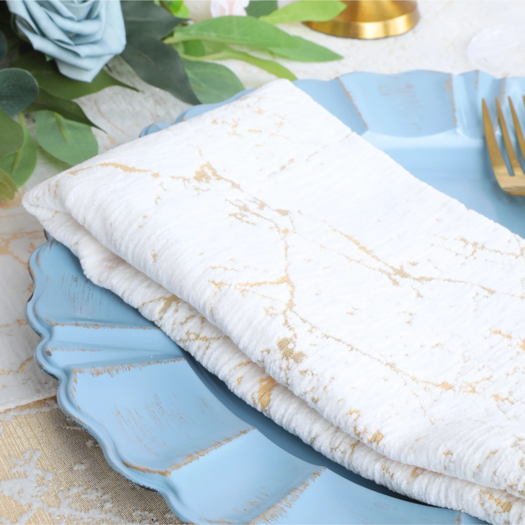 5 pcs/pk Marble Reversible Jacquard Napkin 20"x20" - Gold - Image 2