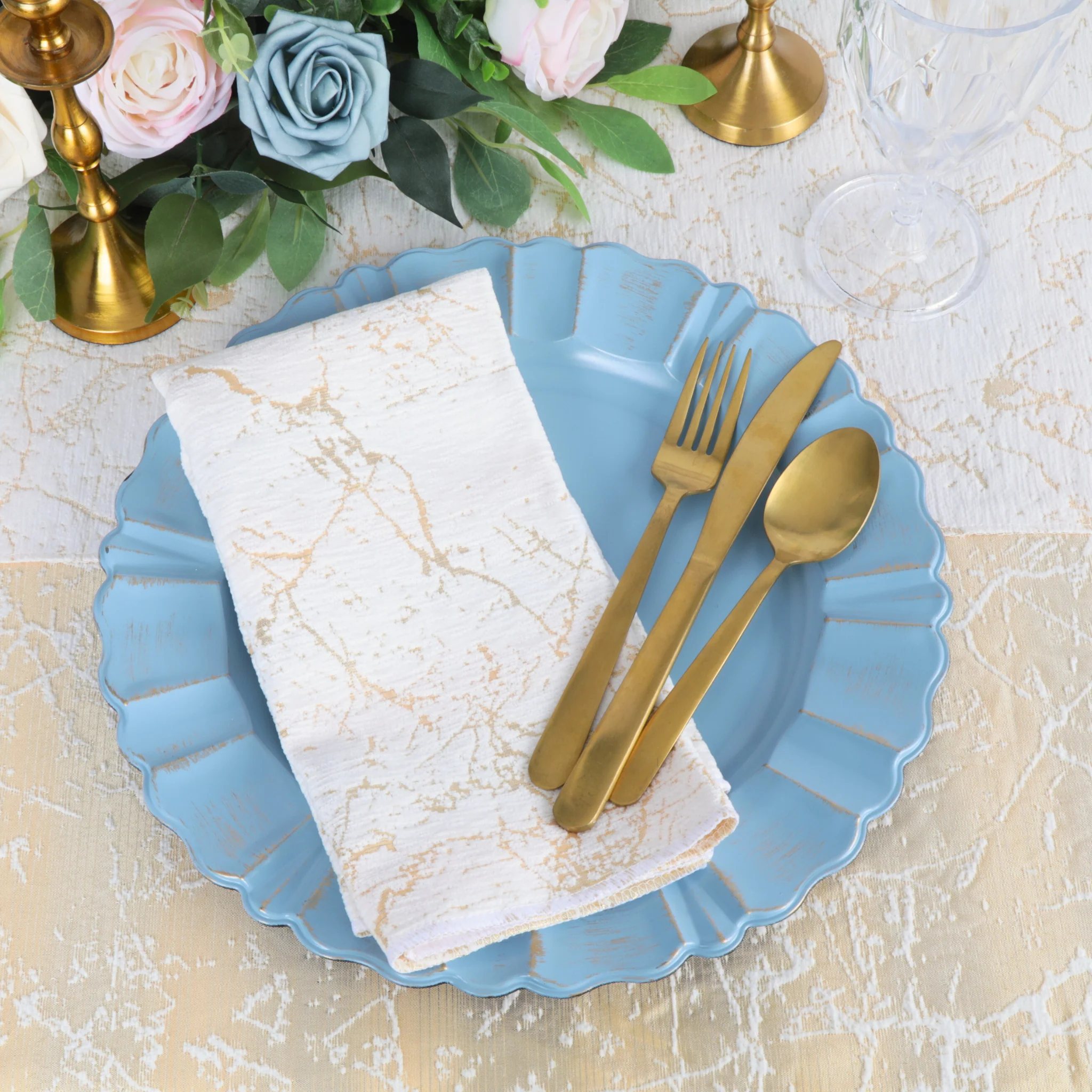 5 pcs/pk Marble Reversible Jacquard Napkin 20"x20" - Gold - Image 3