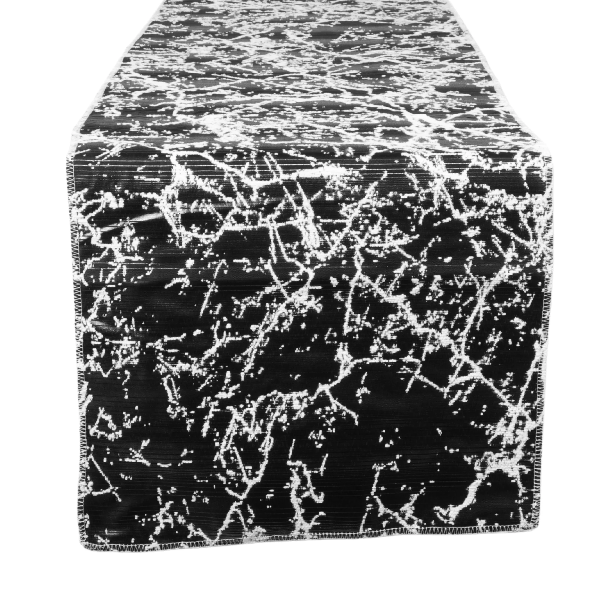 Marble Reversible Jacquard Table Runner - Shimmer Black - Image 4