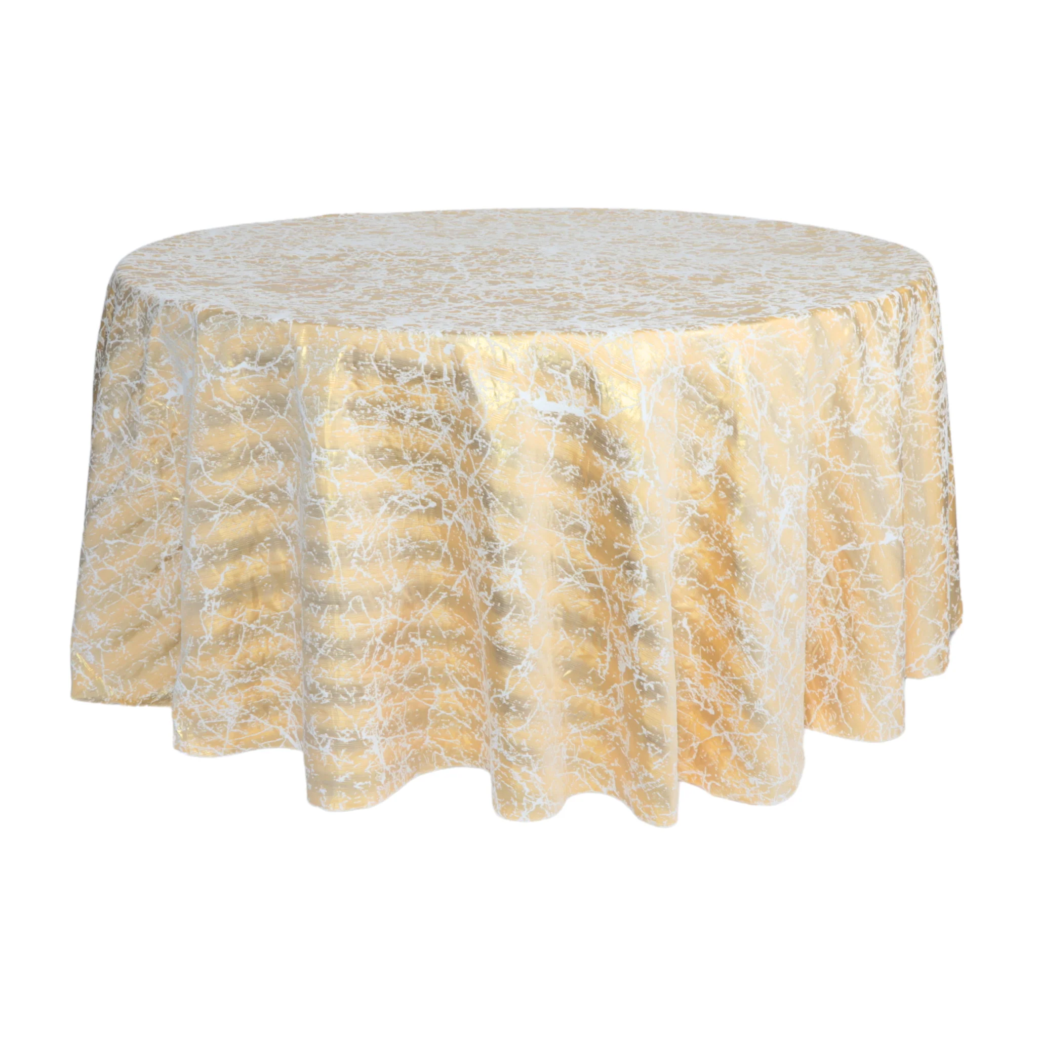 Marble Reversible Jacquard Tablecloth 120" Round  - Gold - Image 5