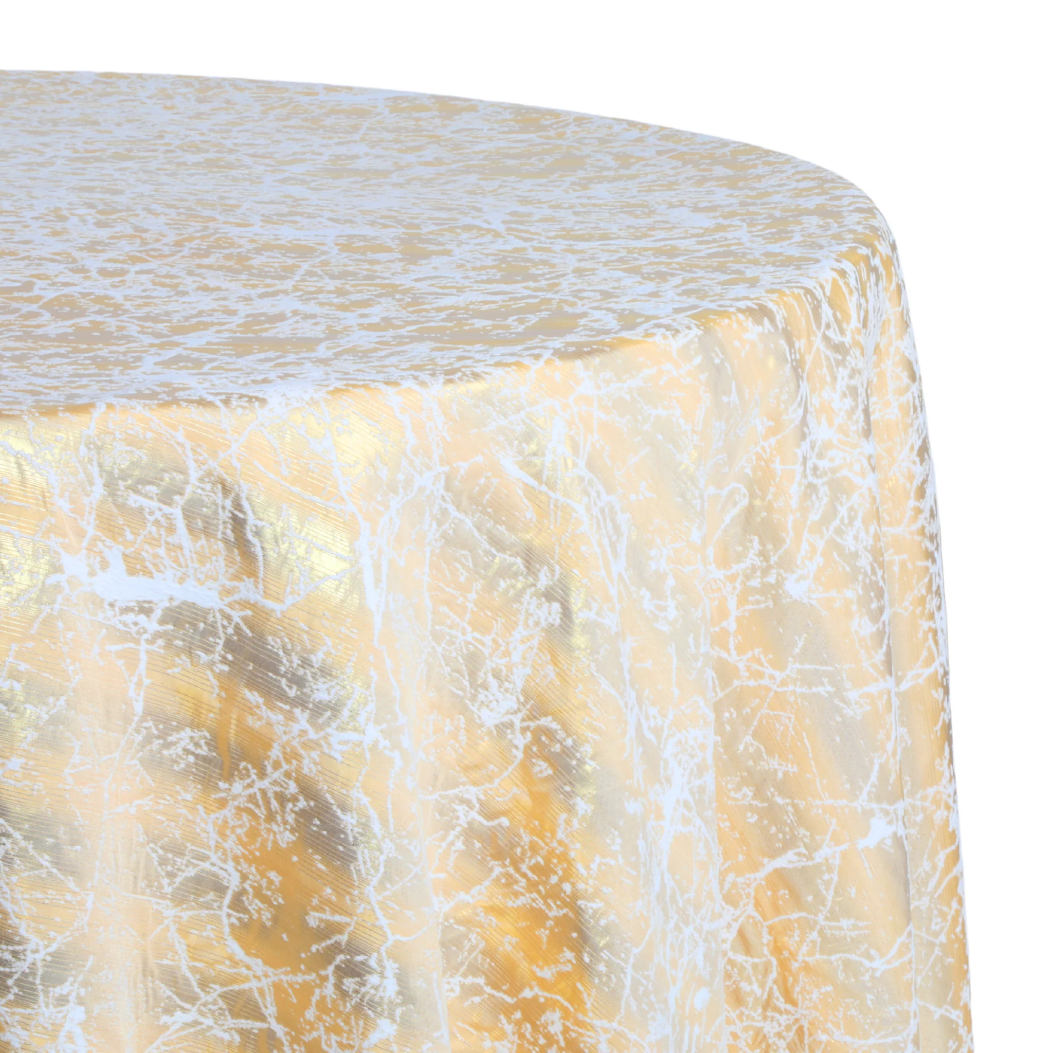 Marble Reversible Jacquard Tablecloth 120" Round  - Gold - Image 8