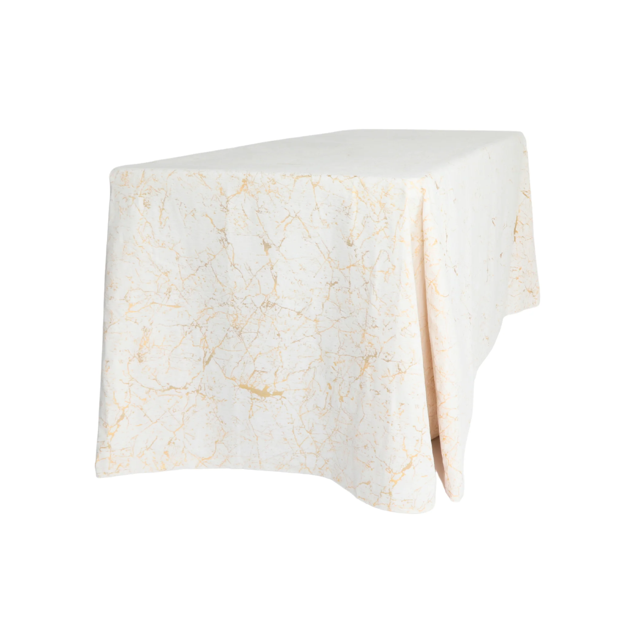 Marble Reversible Jacquard Tablecloth 90"x132" Rectangle - Gold - Image 4