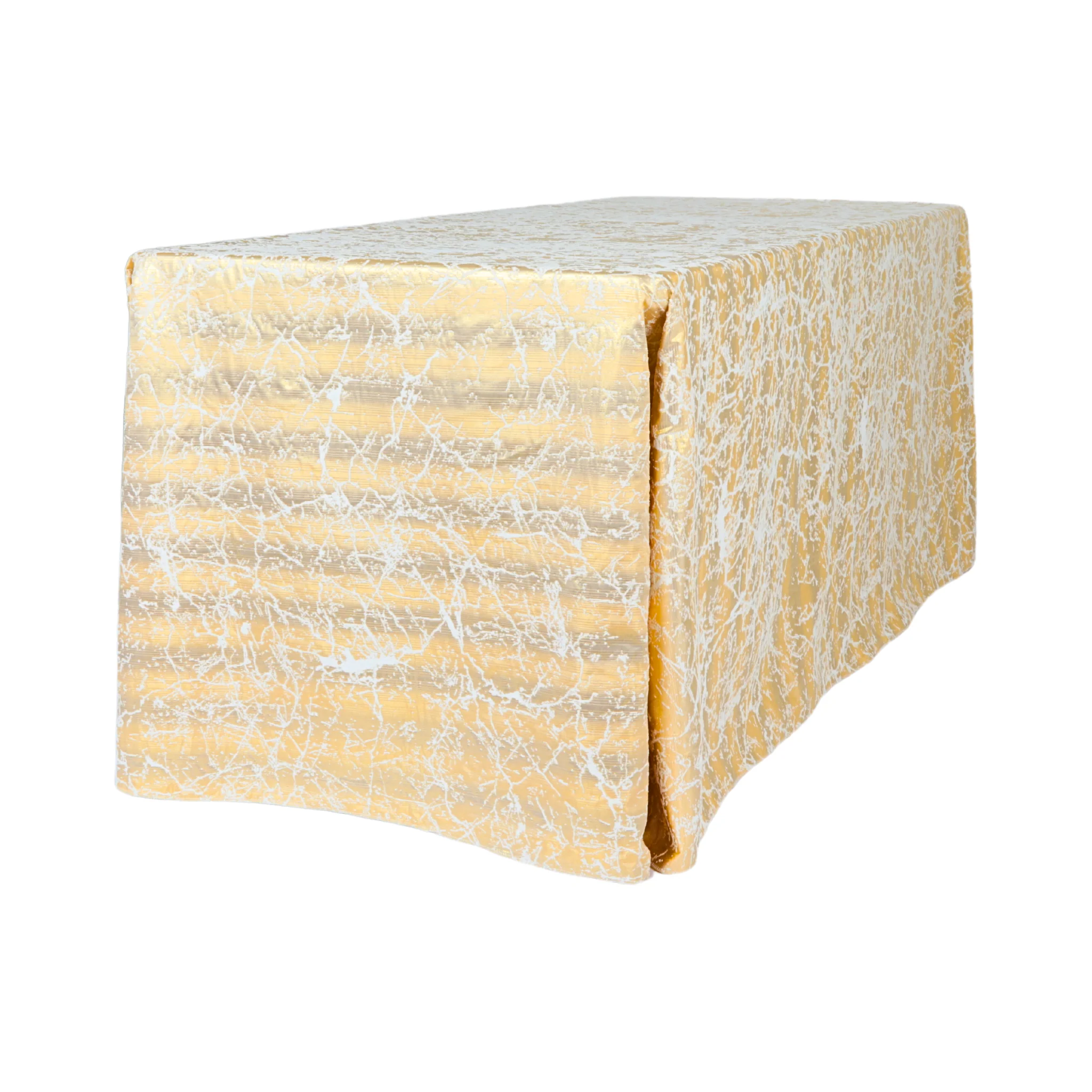 Marble Reversible Jacquard Tablecloth 90"x132" Rectangle - Gold - Image 8