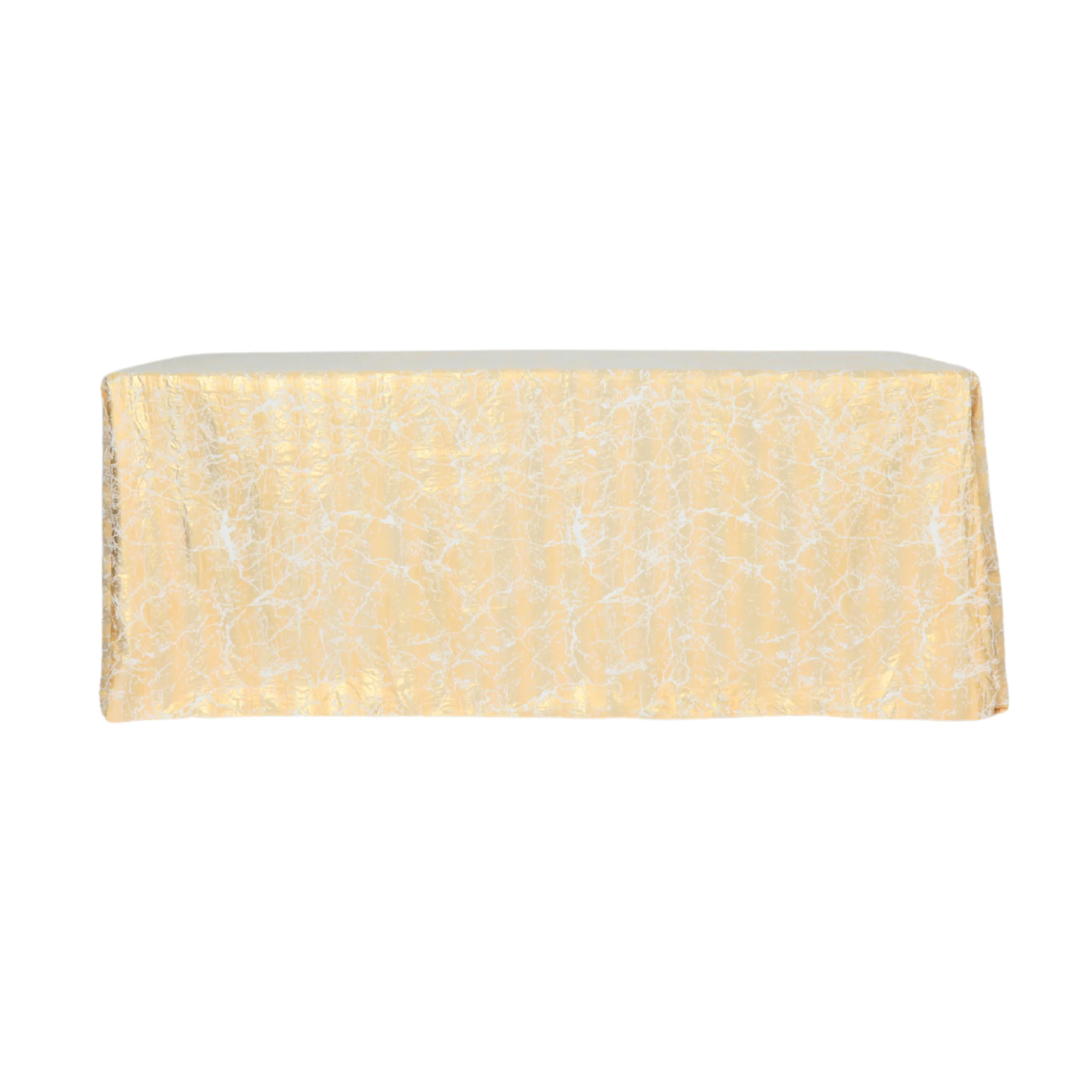 Marble Reversible Jacquard Tablecloth 90"x132" Rectangle - Gold - Image 9