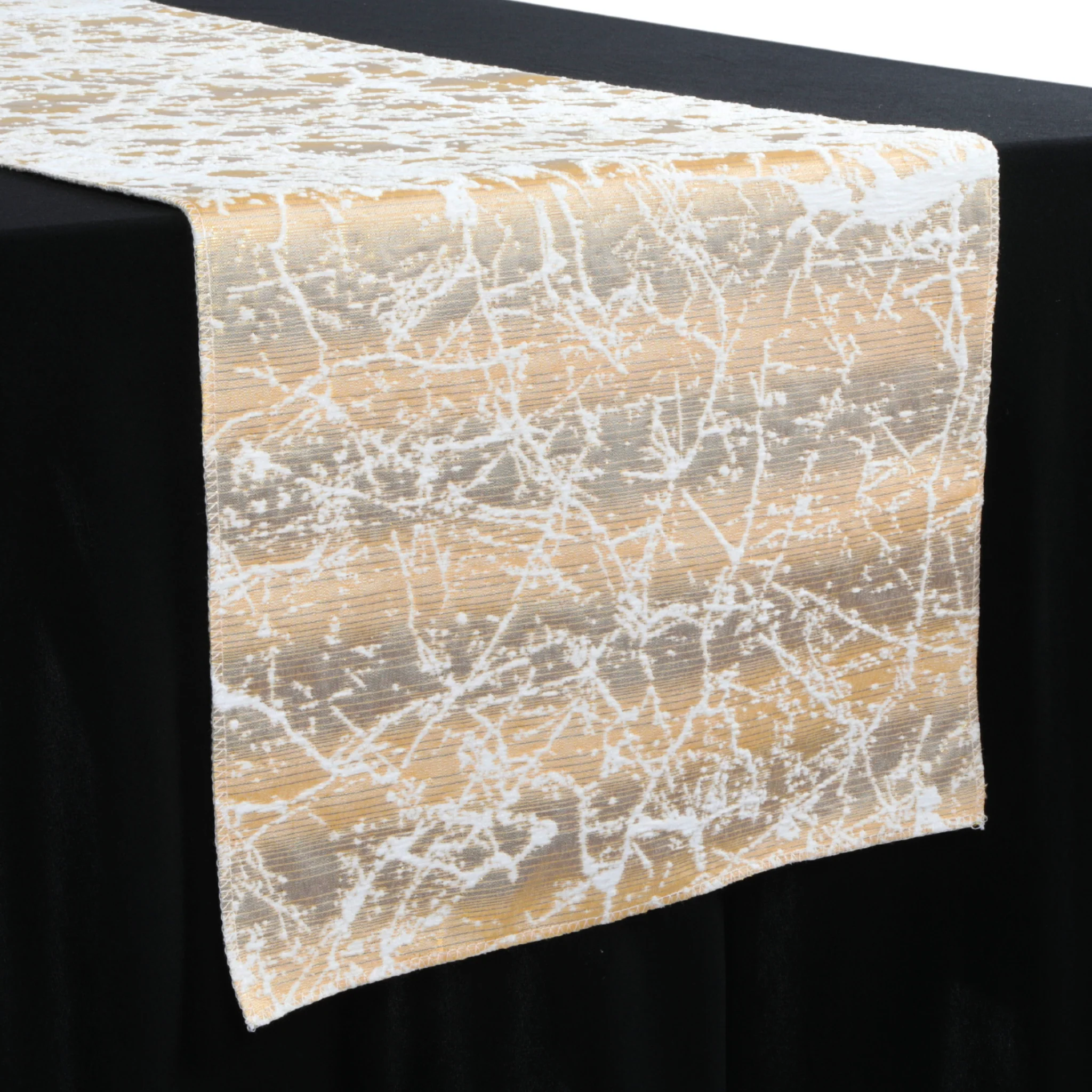 Marble Reversible Jacquard Table Runner - Gold - Image 2