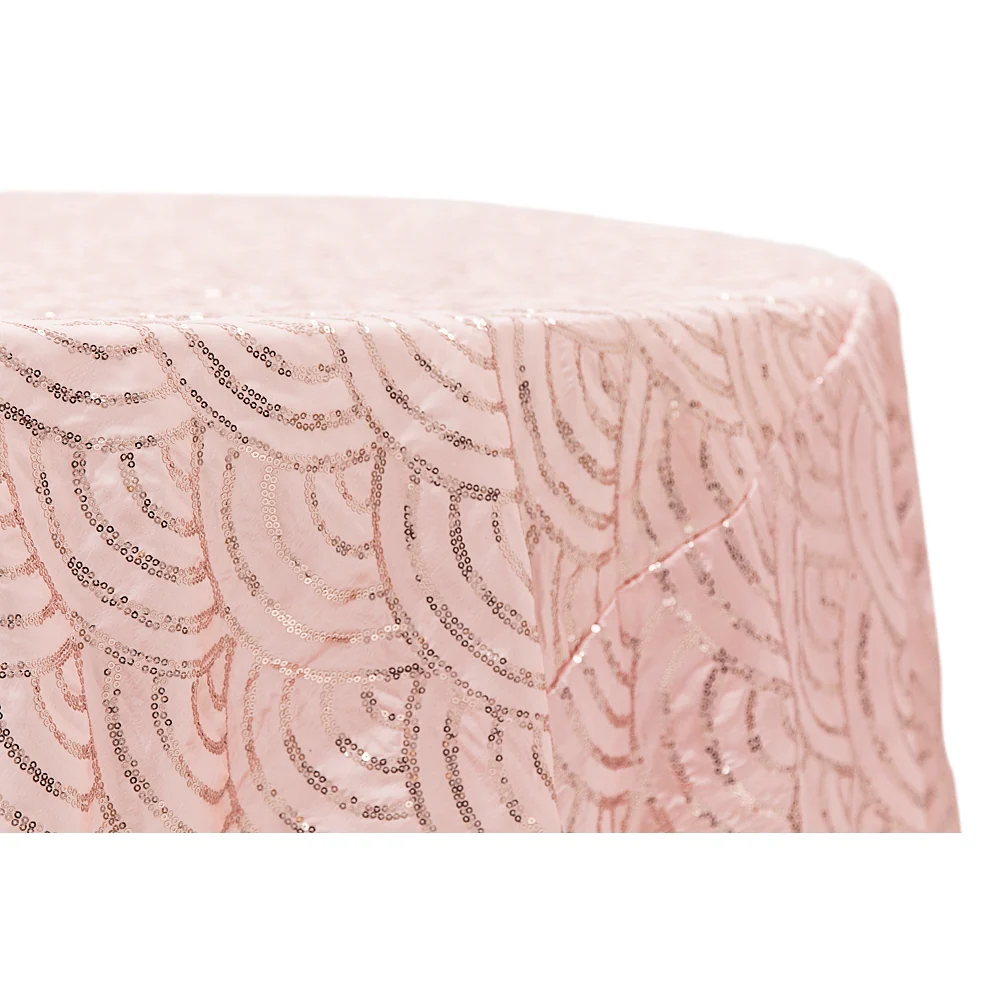 Mermaid Scale Sequin 120" Round Tablecloth - Blush/Rose Gold - Image 2