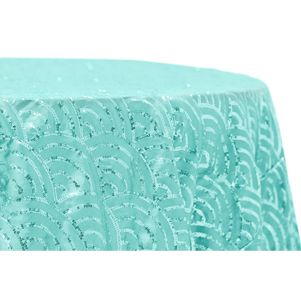Mermaid Scale Sequin 120" Round Tablecloth - Turquoise - Image 4