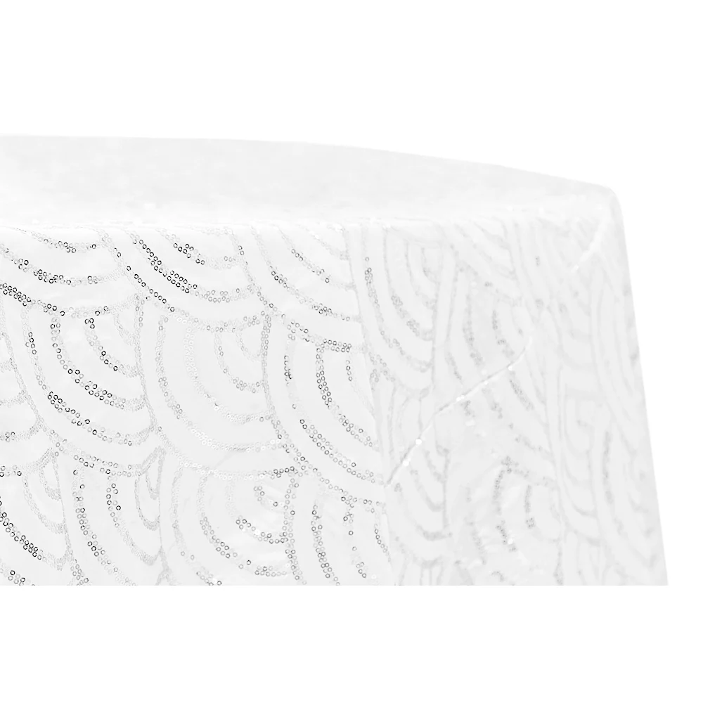 Mermaid Scale Sequin 120" Round Tablecloth - White - Image 3