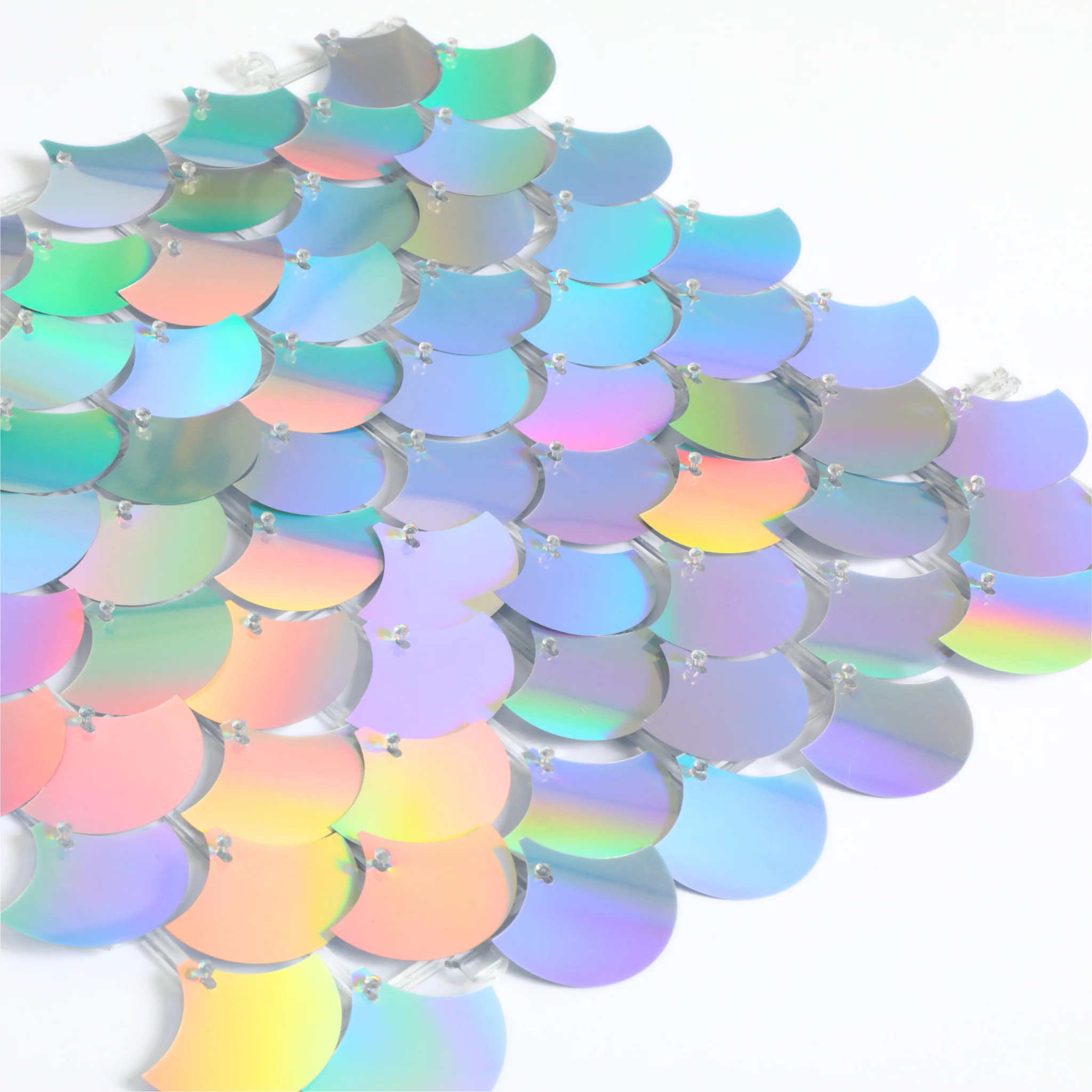 Mermaid Scale Sequin Wall Panel Backdrops (24 panels) - Iridescent Silver - Image 2