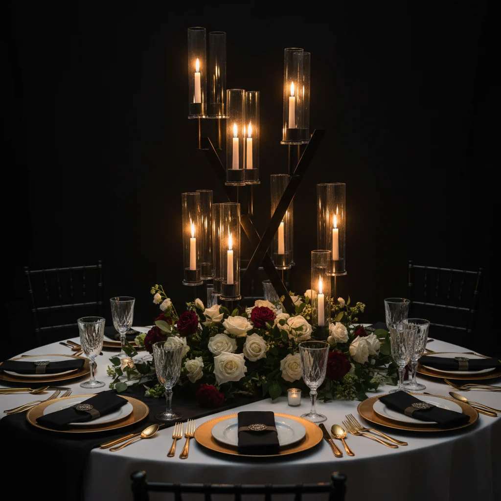 16 Branches Black Metal Candelabra Centerpiece - Image 3