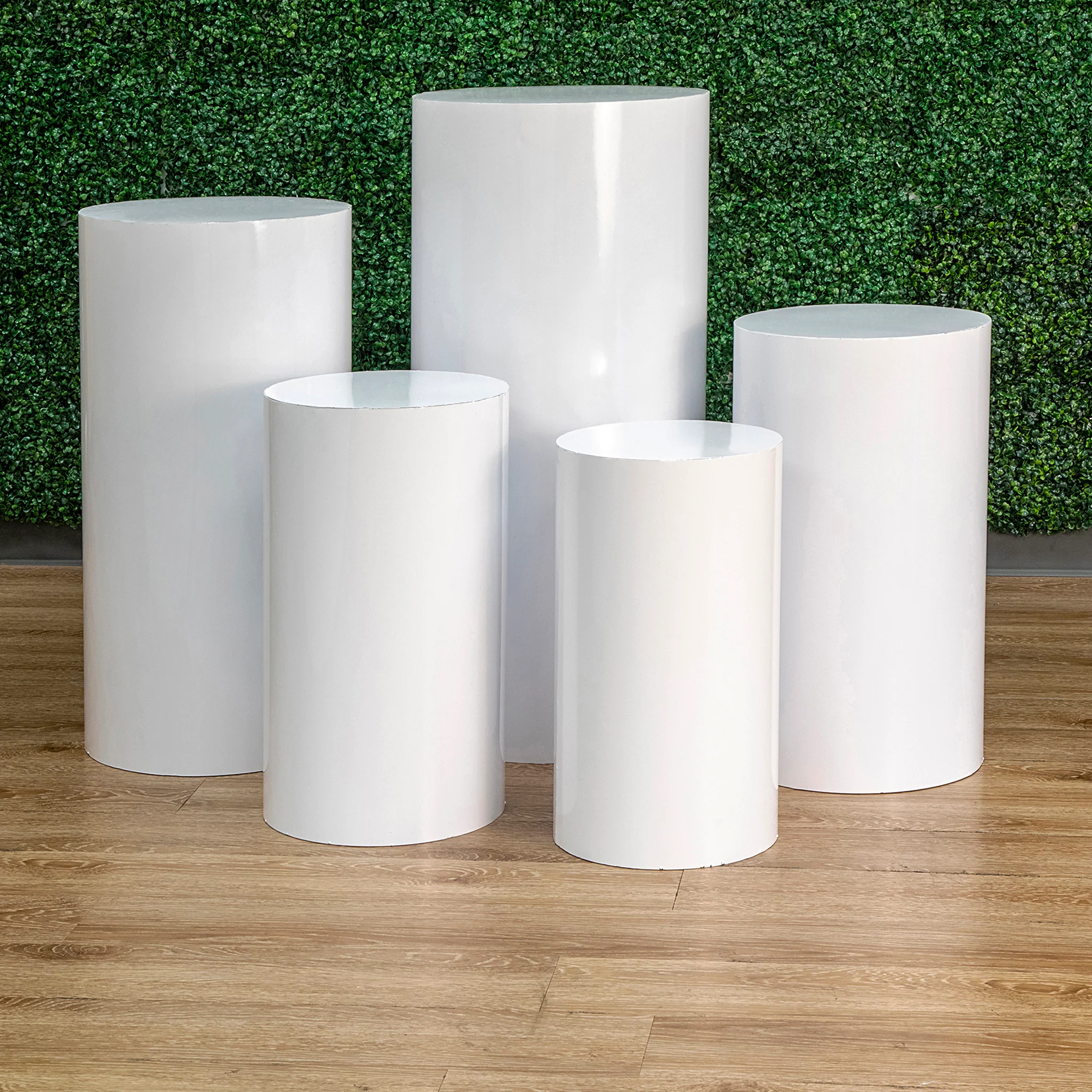 Metal Cylinder Pedestal Display Stands 5 pcs/set - White - Image 9
