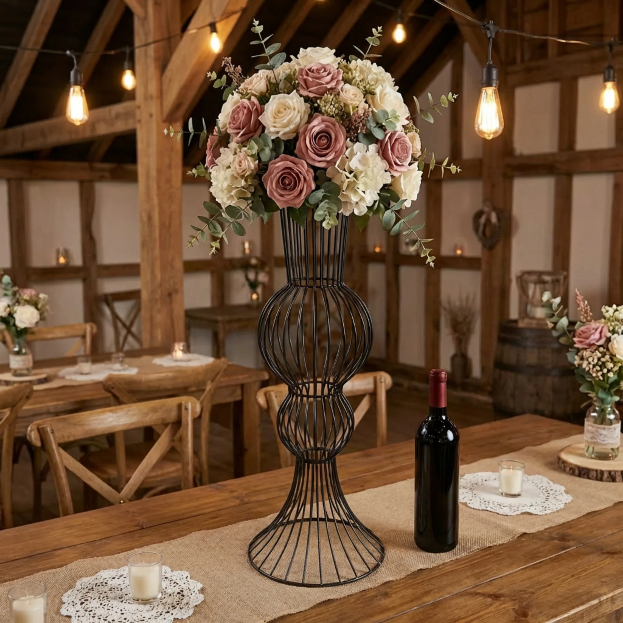 2pcs/set Metal Wire Floral Stand Centerpiece - Black - Image 2