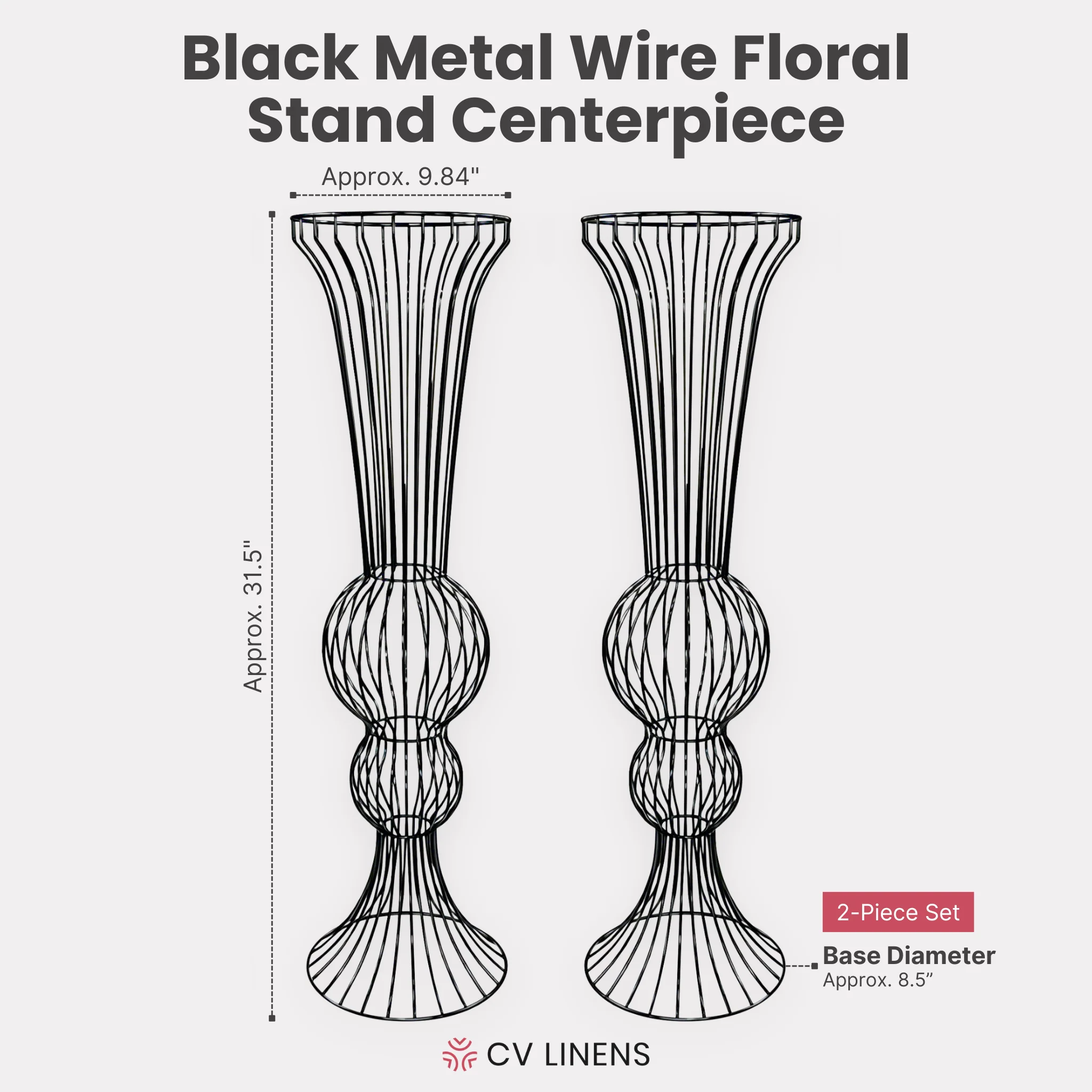 2pcs/set Metal Wire Floral Stand Centerpiece - Black - Image 4