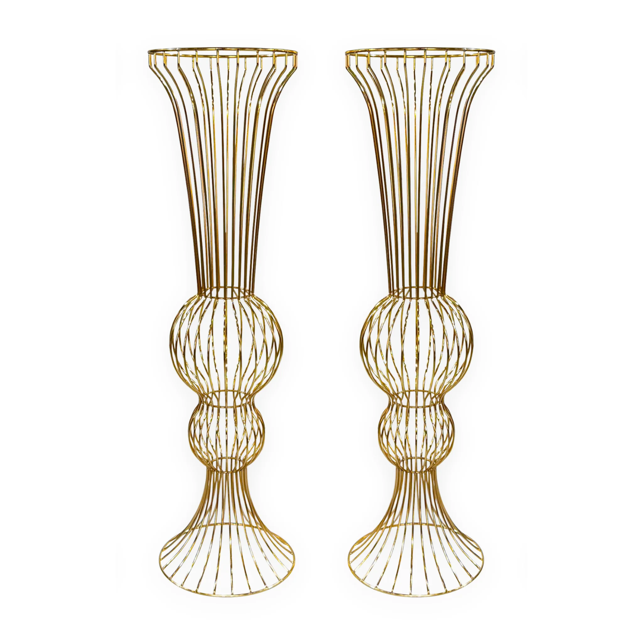 2pcs/set Metal Wire Floral Stand Centerpiece - Gold