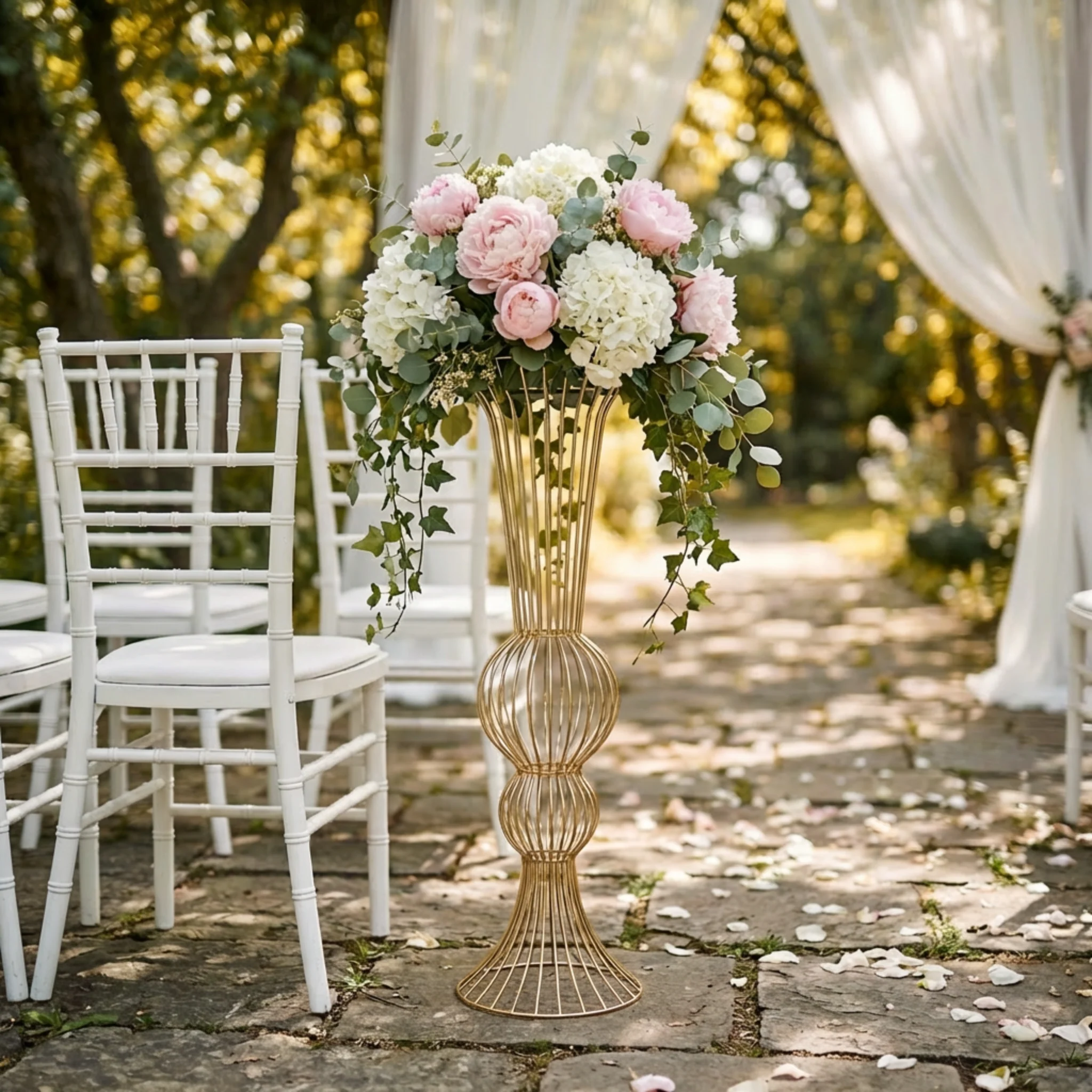 2pcs/set Metal Wire Floral Stand Centerpiece - Gold - Image 8