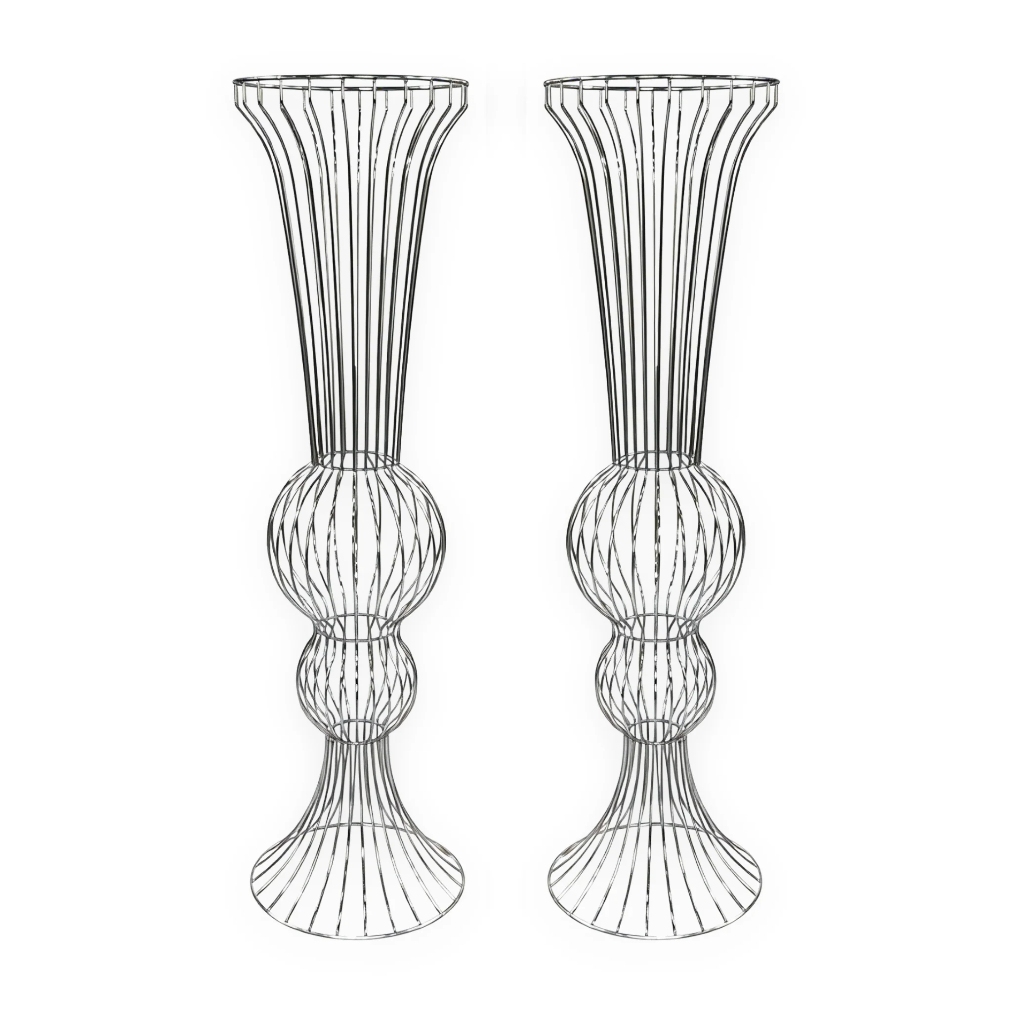 2pcs/set Metal Wire Floral Stand Centerpiece - Silver