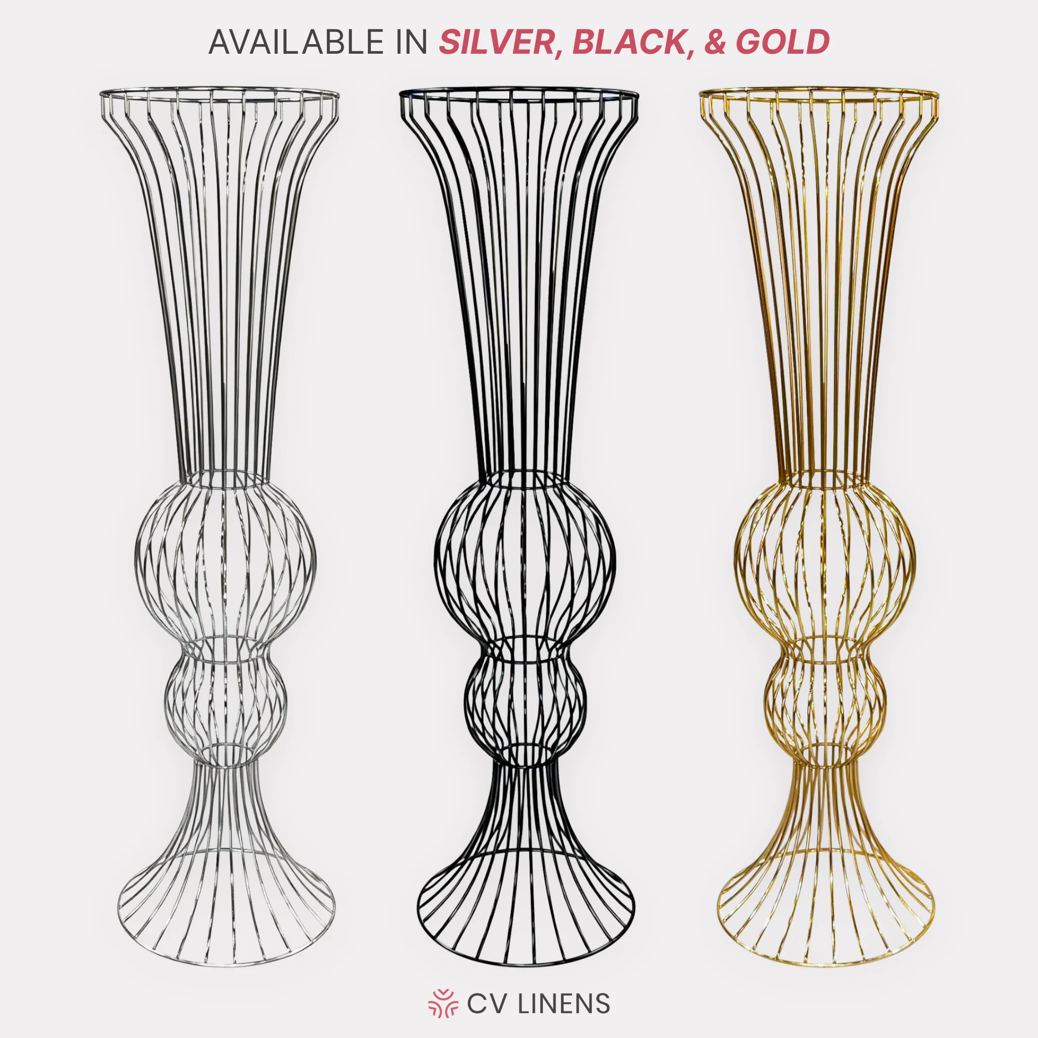 2pcs/set Metal Wire Floral Stand Centerpiece - Gold - Image 11