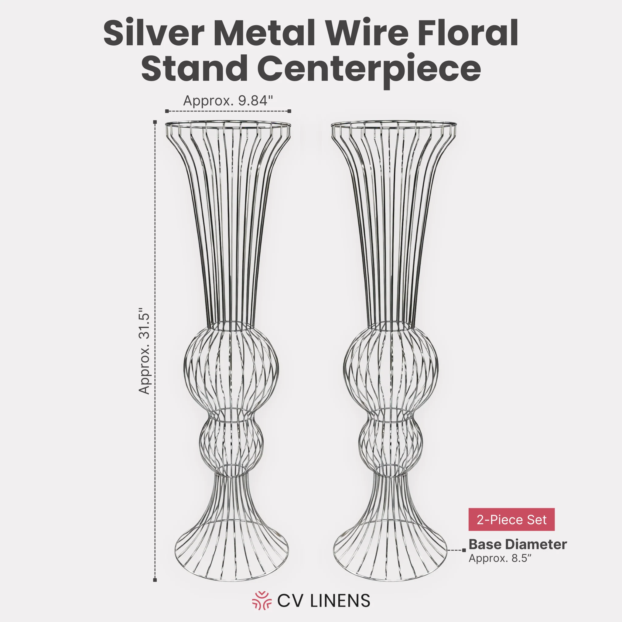 2pcs/set Metal Wire Floral Stand Centerpiece - Silver - Image 4