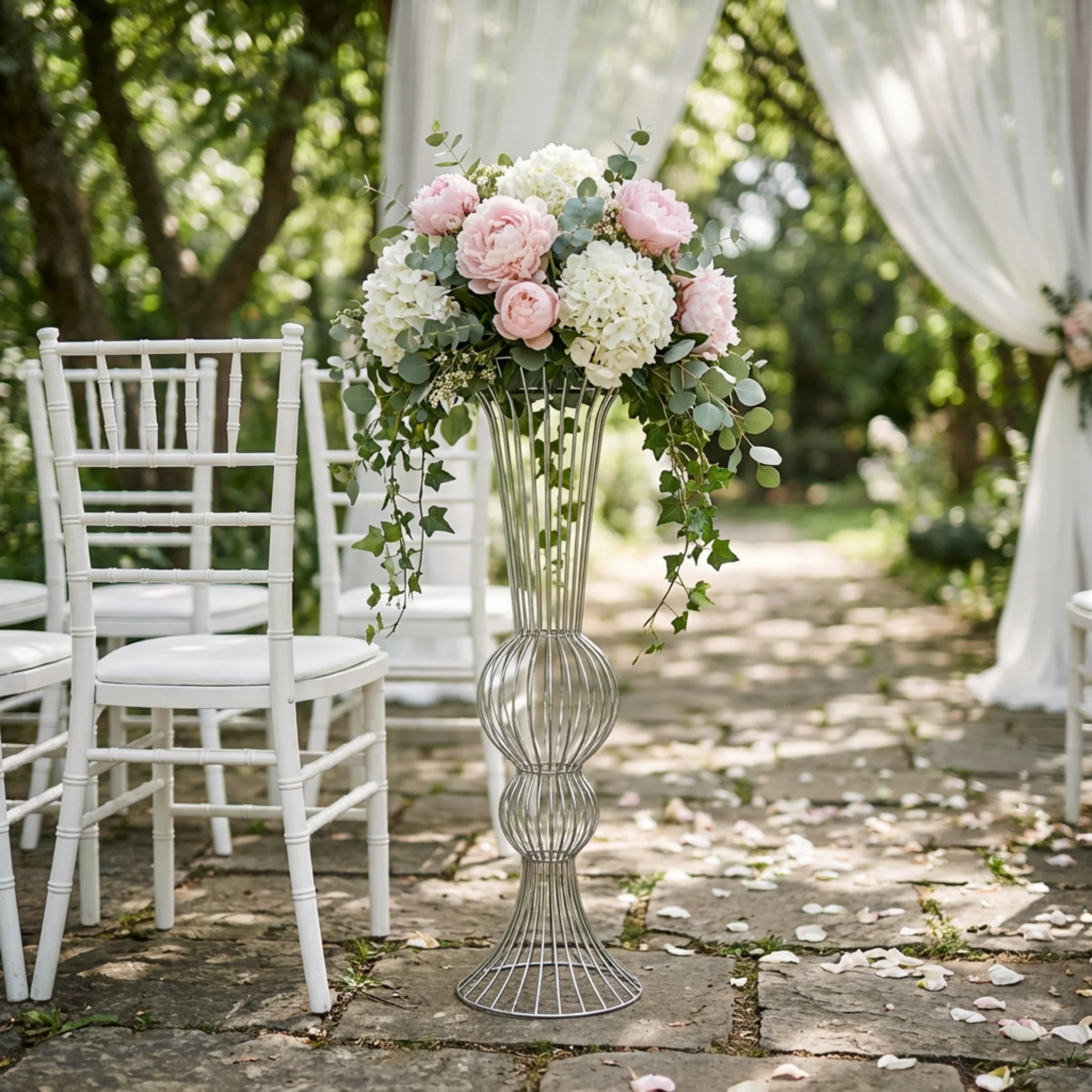 2pcs/set Metal Wire Floral Stand Centerpiece - Silver - Image 8