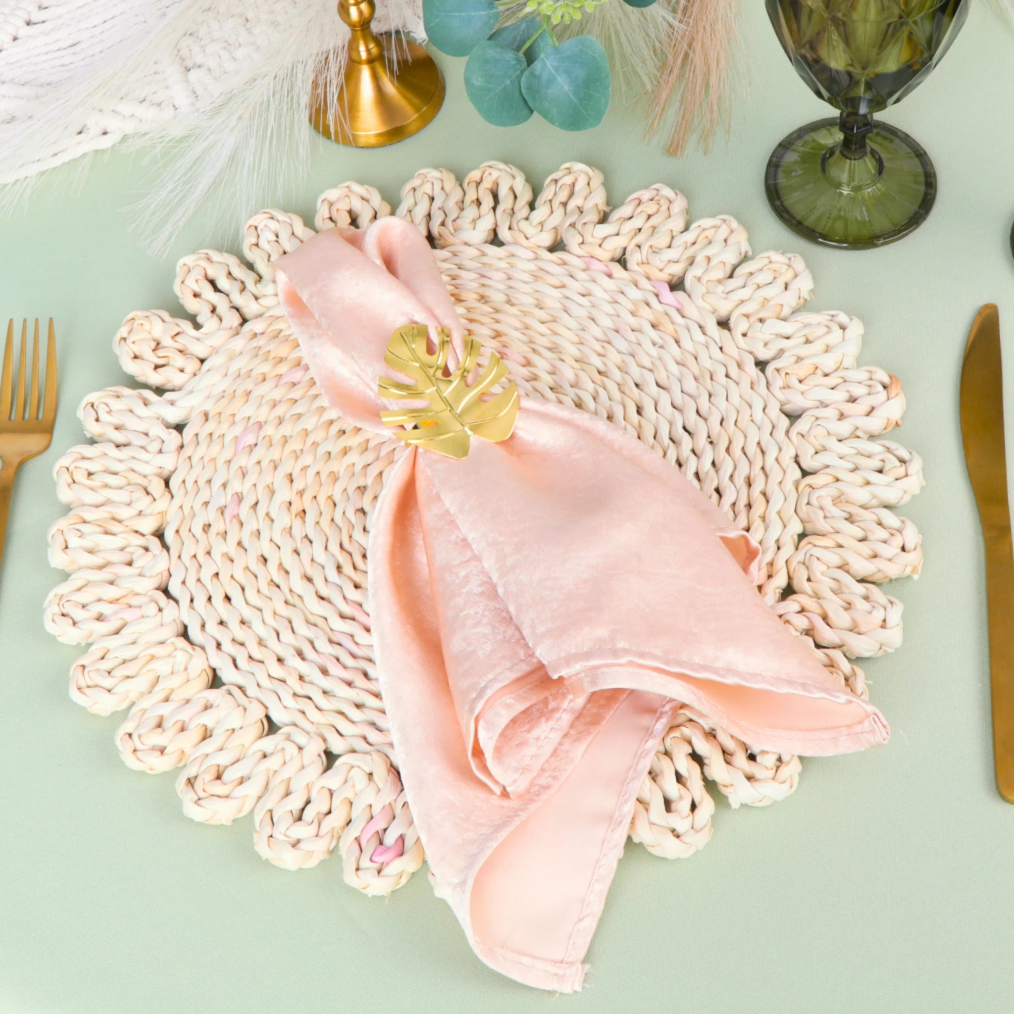 4 pc/pk Gold Monstera Leaf Napkin Ring - Image 4