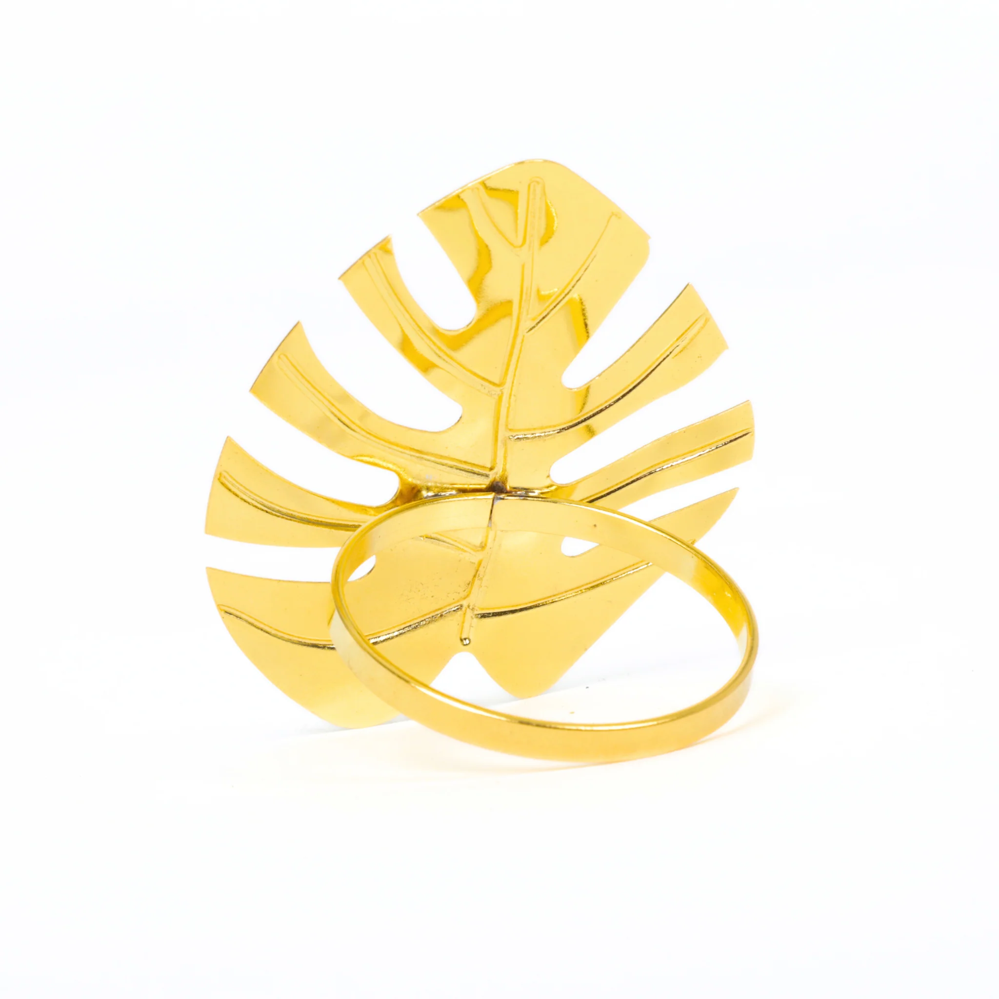 4 pc/pk Gold Monstera Leaf Napkin Ring - Image 6