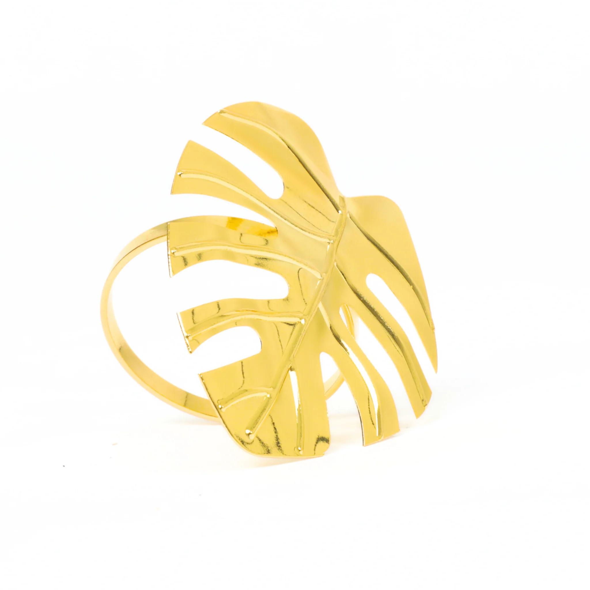 4 pc/pk Gold Monstera Leaf Napkin Ring - Image 7