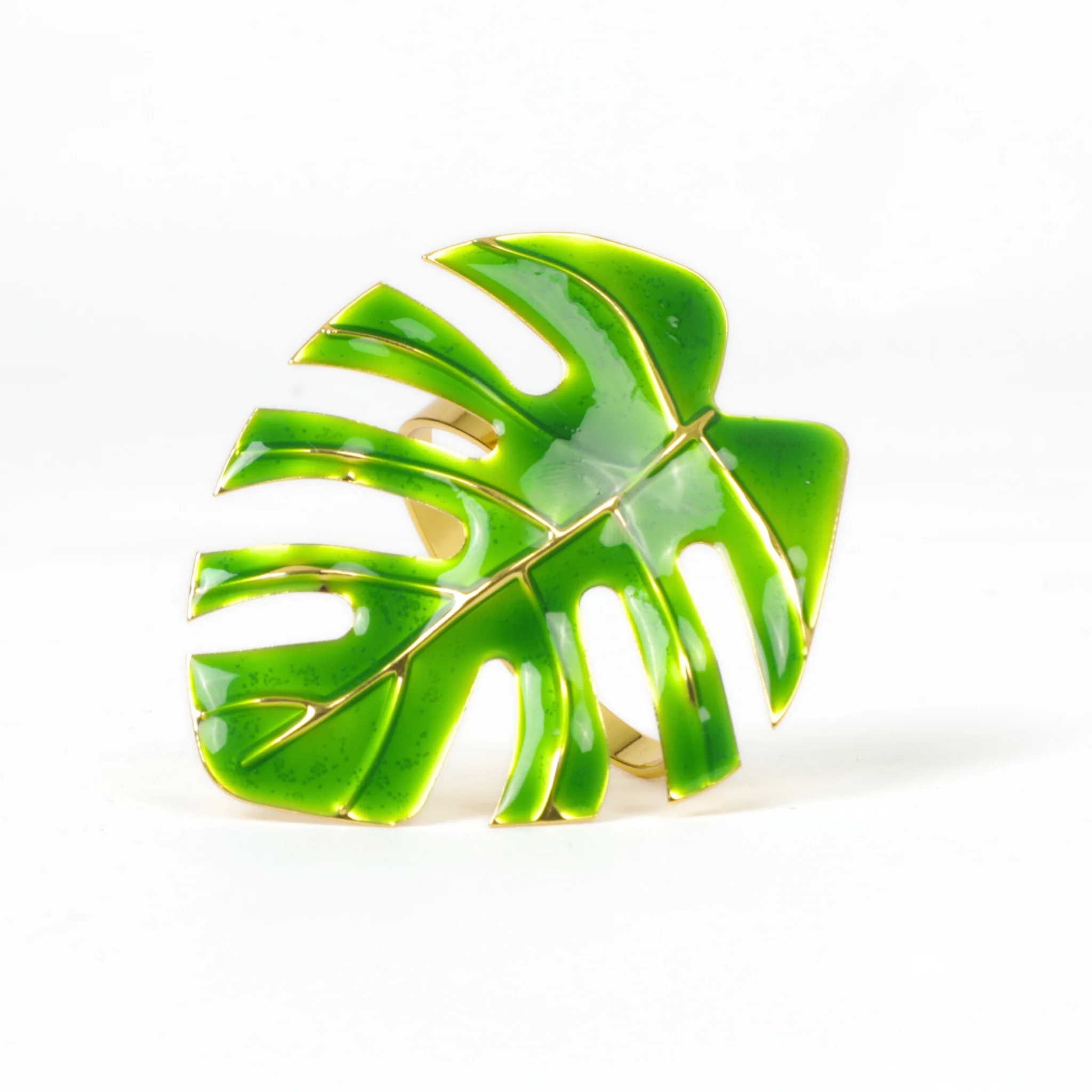 4 pc/pk Green Monstera Leaf Napkin Ring - Image 5