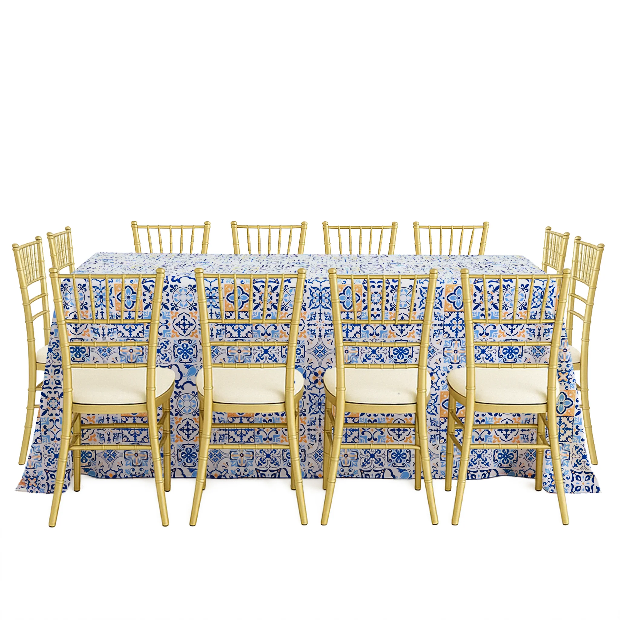 Morocco Mediterranean Print Rectangular King Tablecloth 108"x156" - Image 3