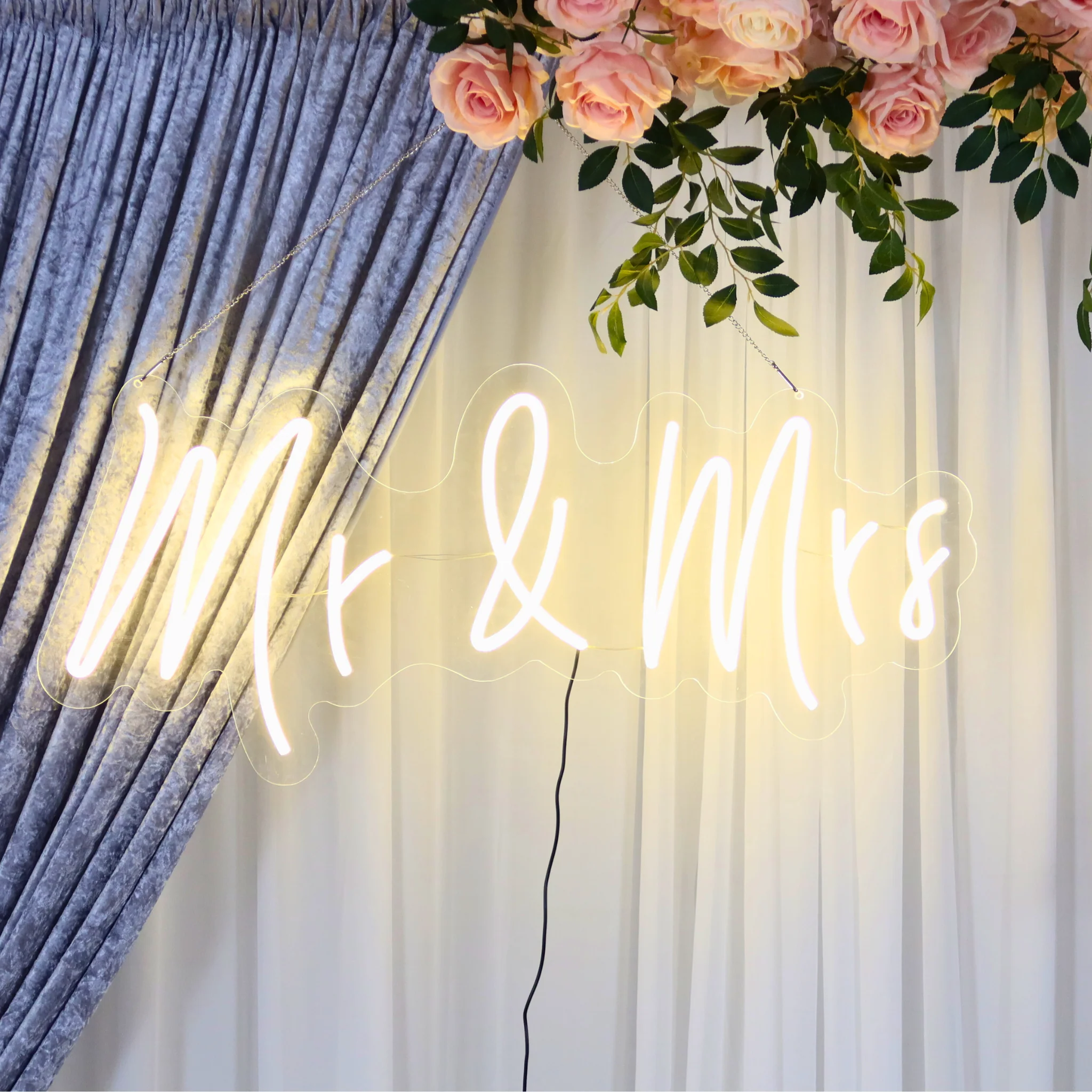 Mr & Mrs Neon Wedding Sign 88cm x 55cm - Image 4
