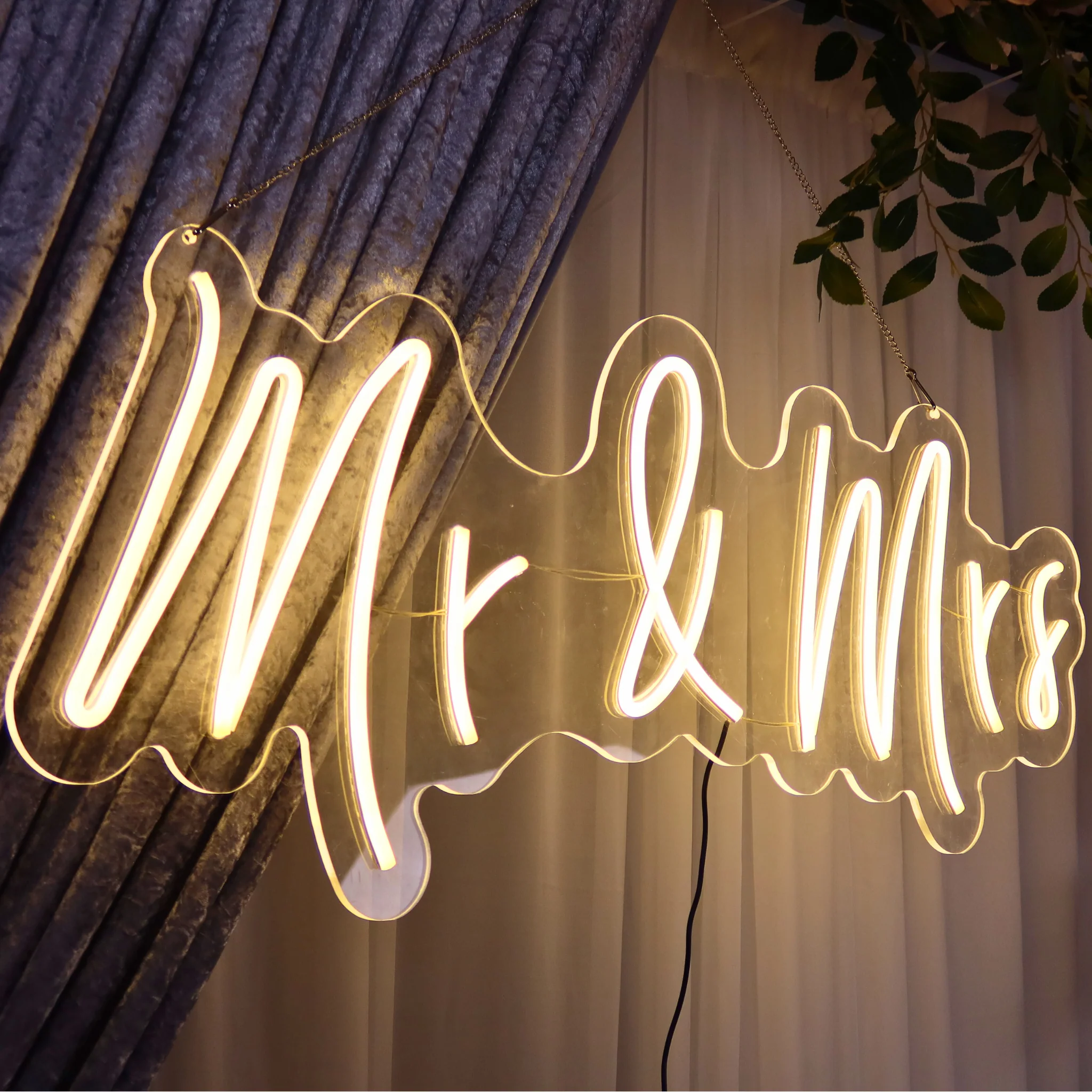 Mr & Mrs Neon Wedding Sign 88cm x 55cm - Image 6