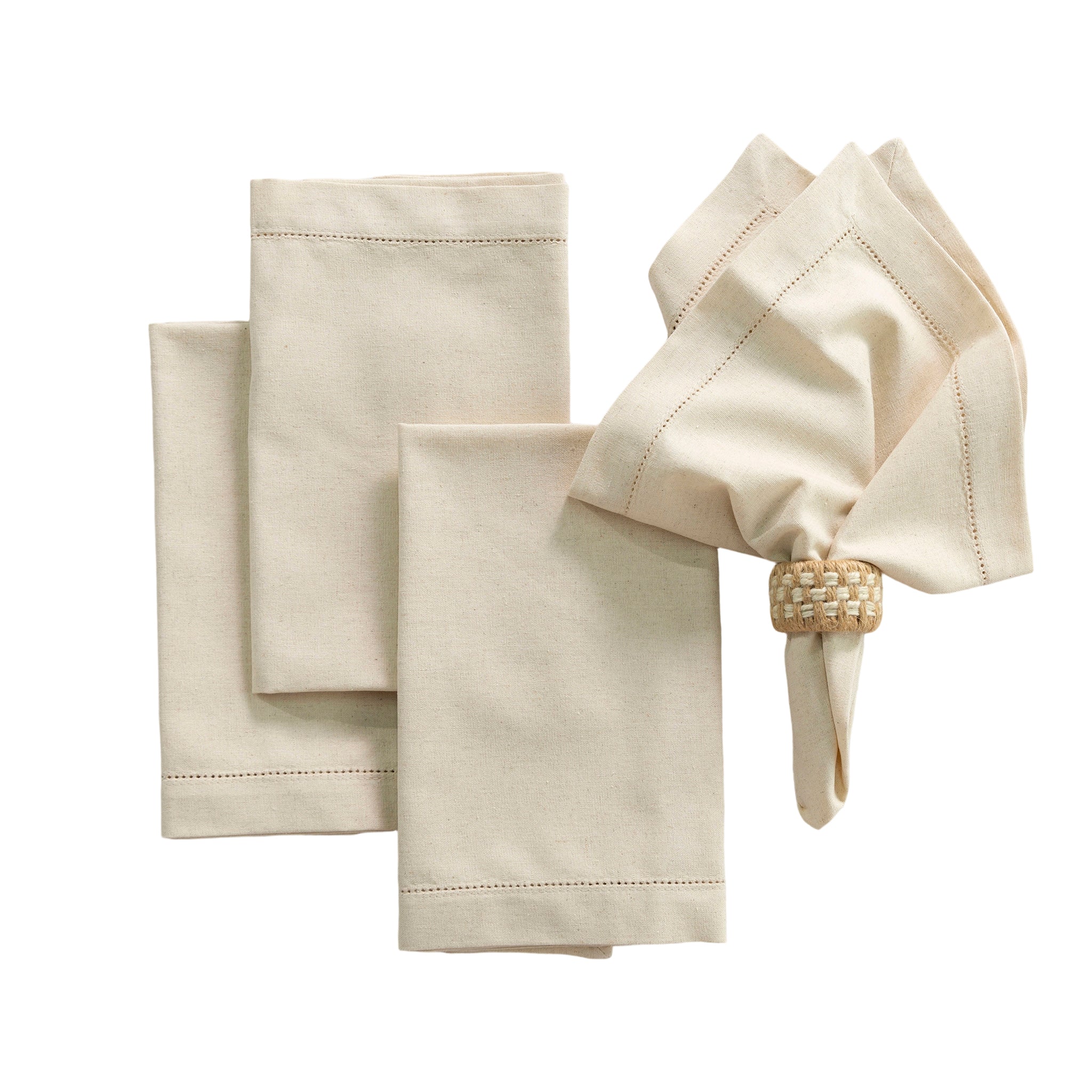 Natural Hemstitch Linen Napkins 20"x20" (Set of 4)