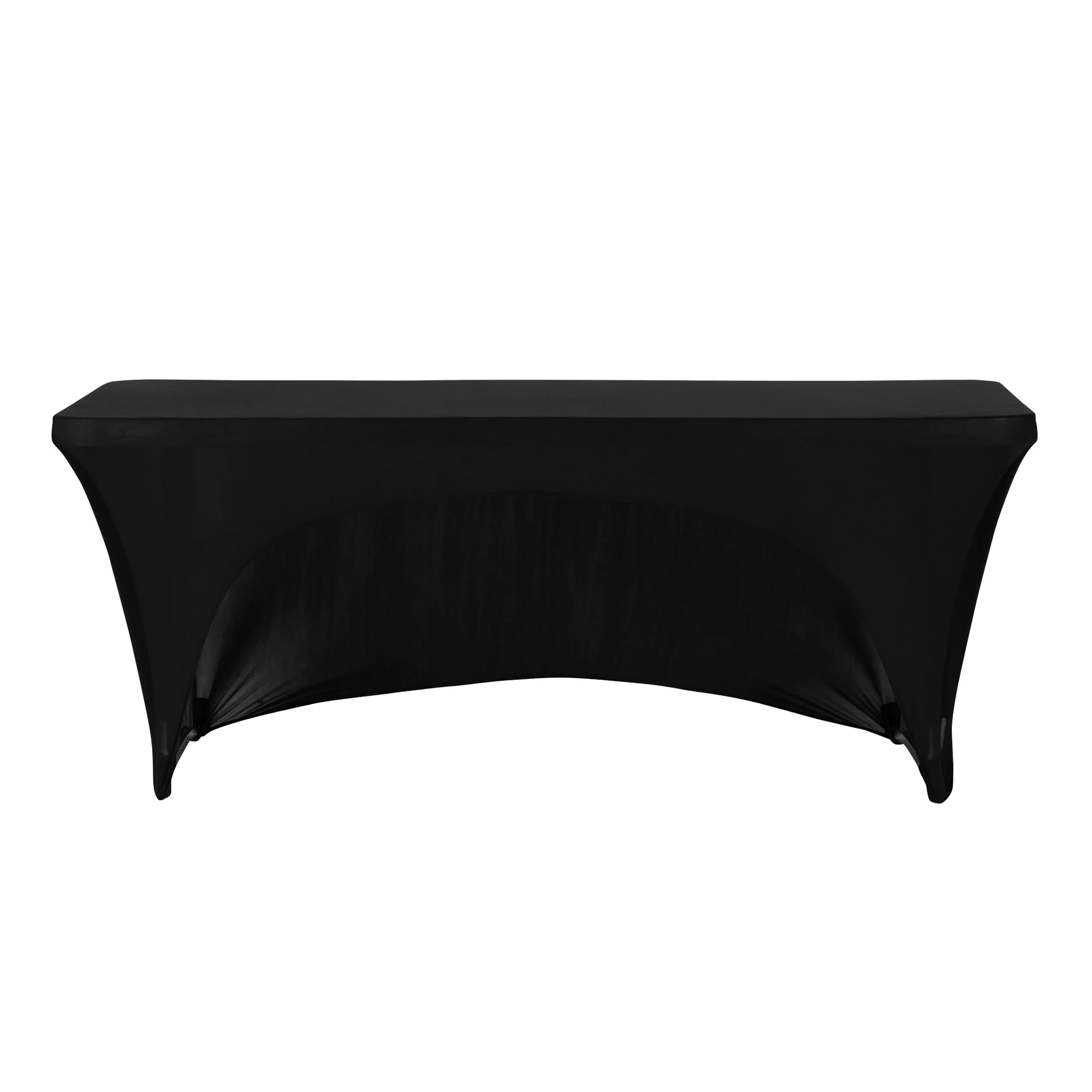 Open Back Stretch Spandex Table Cover 6 FT Rectangular - Black - Image 3