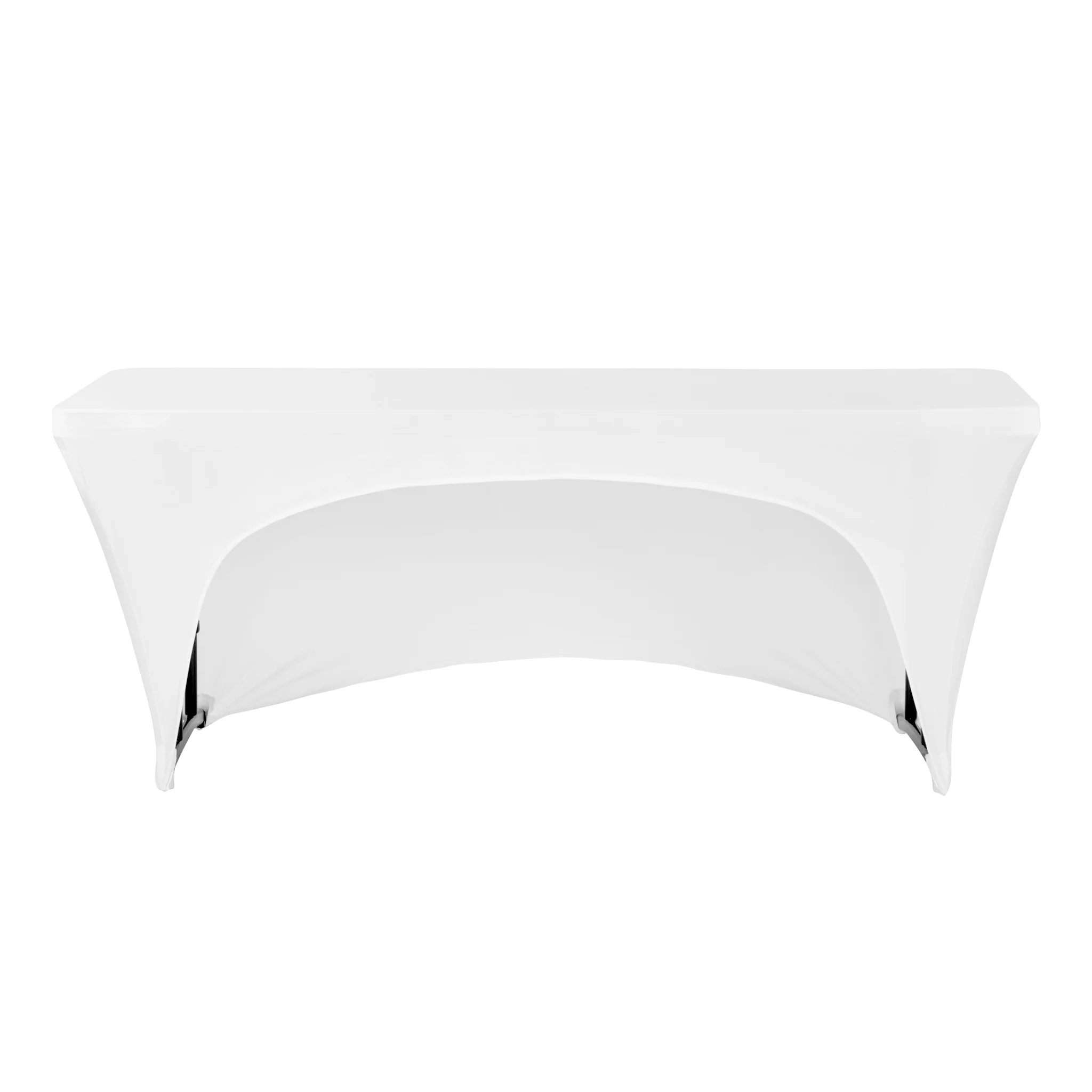 Open Back Stretch Spandex Table Cover 6 FT Rectangular - White - Image 3