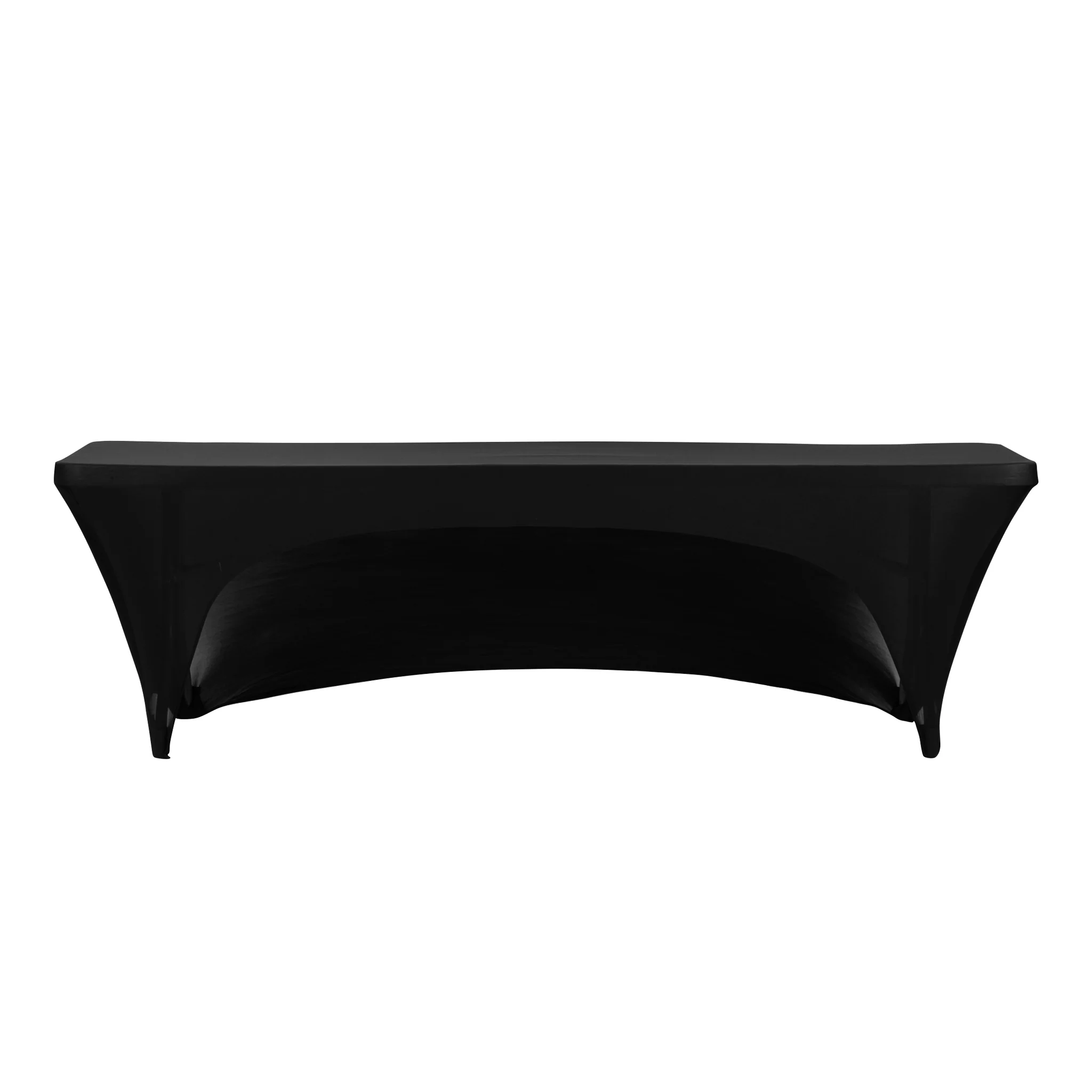 Open Back Stretch Spandex Table Cover 8 FT Rectangular - Black - Image 3