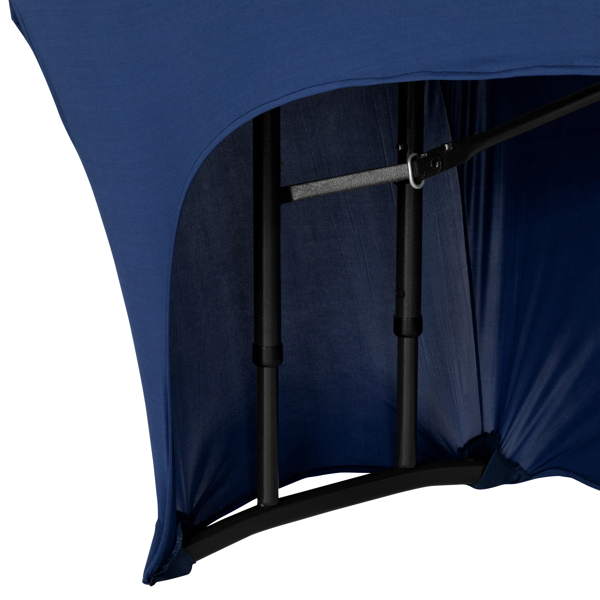 Open Back Stretch Spandex Table Cover 8 FT Rectangular - Navy Blue - Image 2