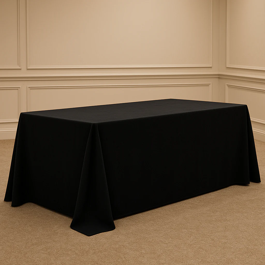 Premium Polyester King 108"x156" Rectangular Tablecloth (Square Corners) - Black - Image 3