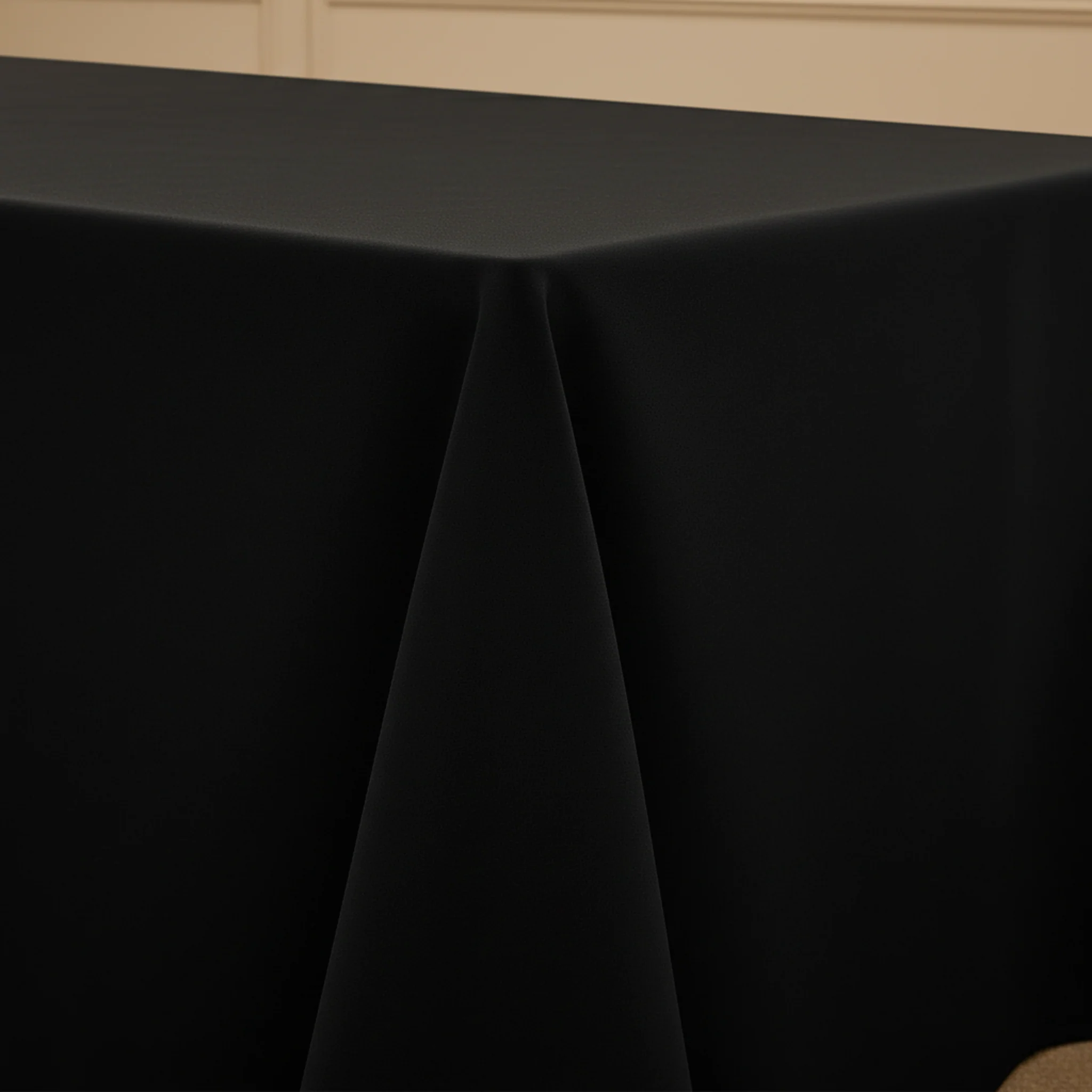 Premium Polyester King 108"x156" Rectangular Tablecloth (Square Corners) - Black - Image 6