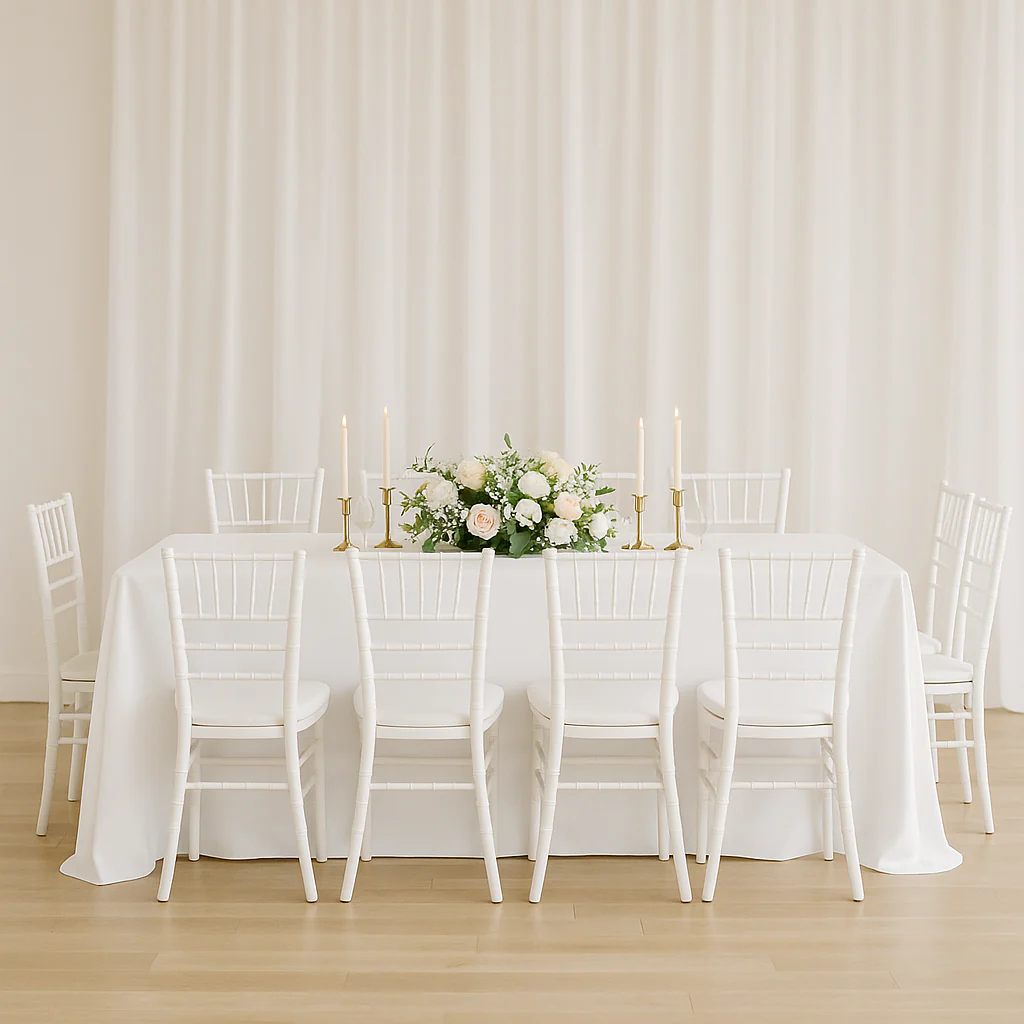 Premium Polyester King 108"x156" Rectangular Tablecloth (Square Corners) - White - Image 4