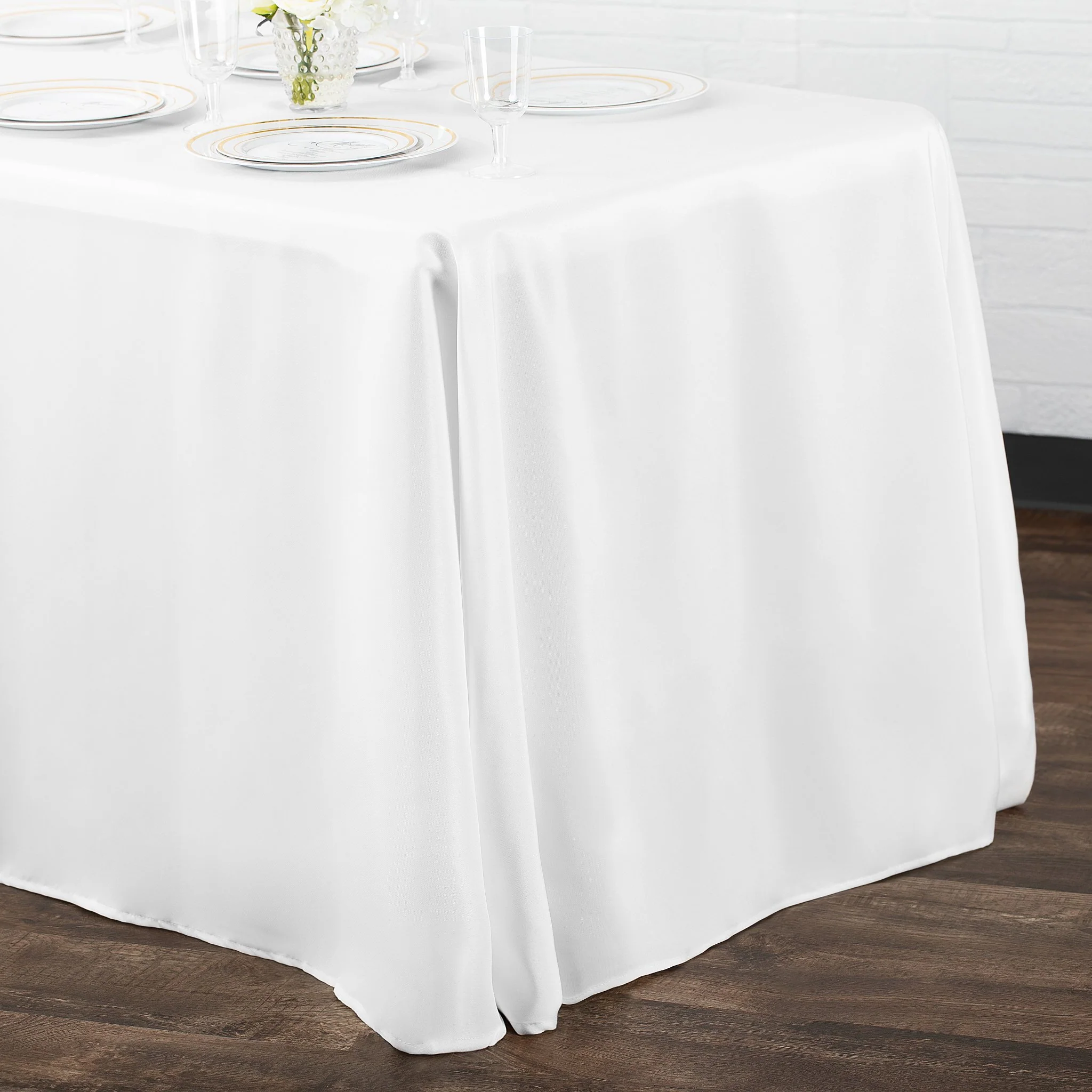 Premium Polyester King 108"x156" Rectangular Tablecloth (Square Corners) - White - Image 6