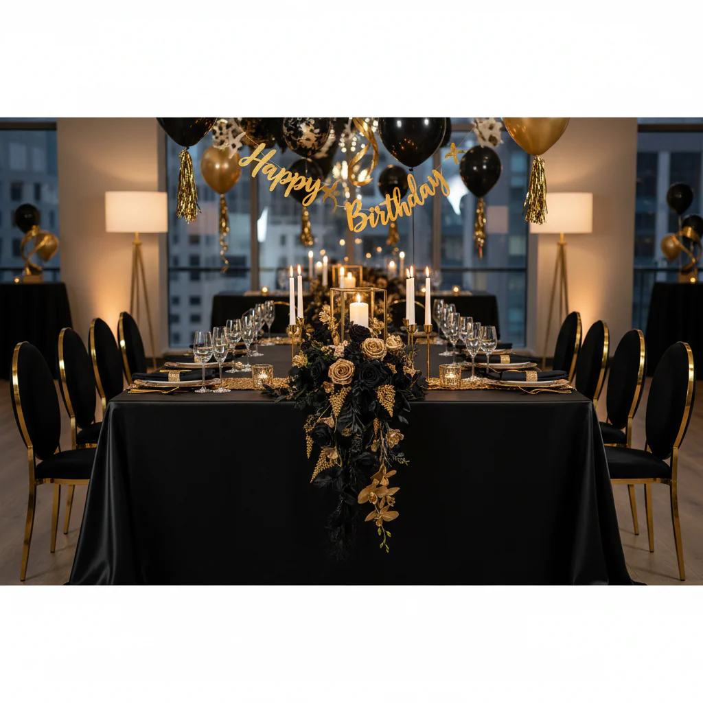 Premium Satin (Wrinkle-Resistant) King 108"x156" Rectangular Tablecloth - Black - Image 2