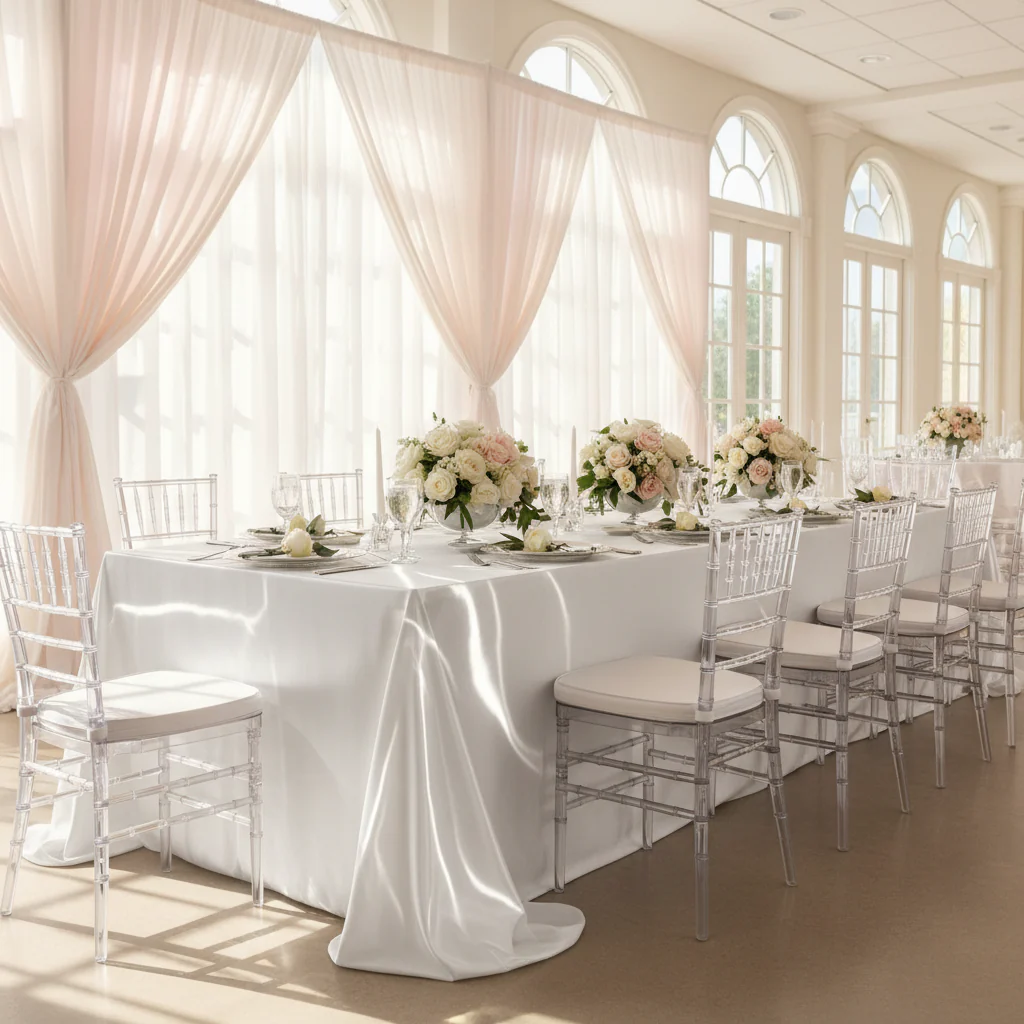 Premium Satin (Wrinkle-Resistant) King 108"x156" Rectangular Tablecloth - White - Image 4