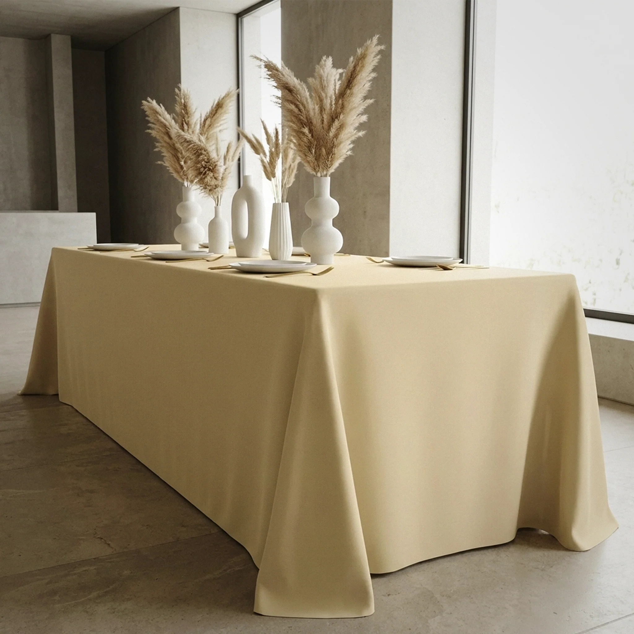 Scuba King 108"x156" Rectangular Tablecloth - Champagne - Image 6