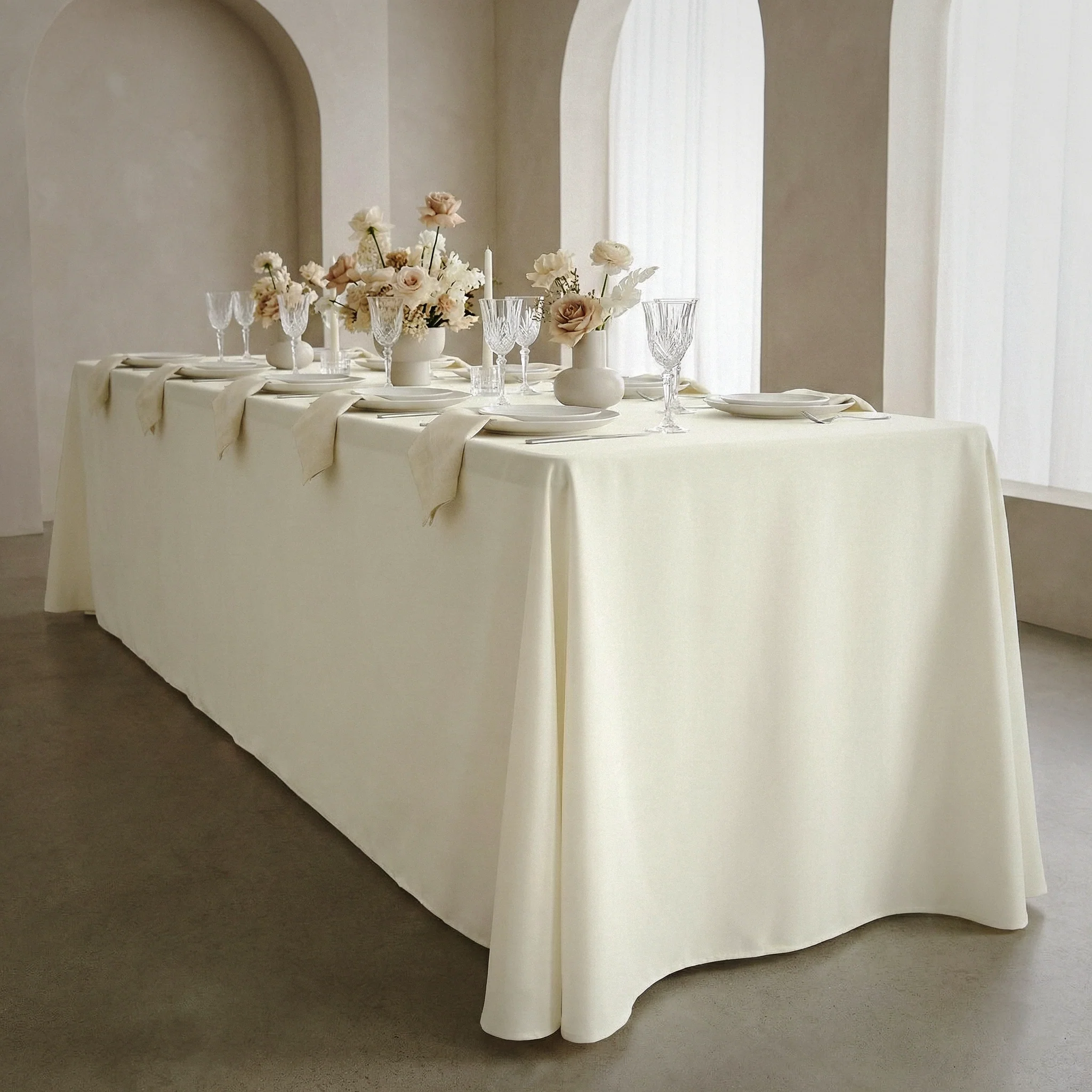 Scuba King 108"x156" Rectangular Tablecloth - Ivory - Image 4